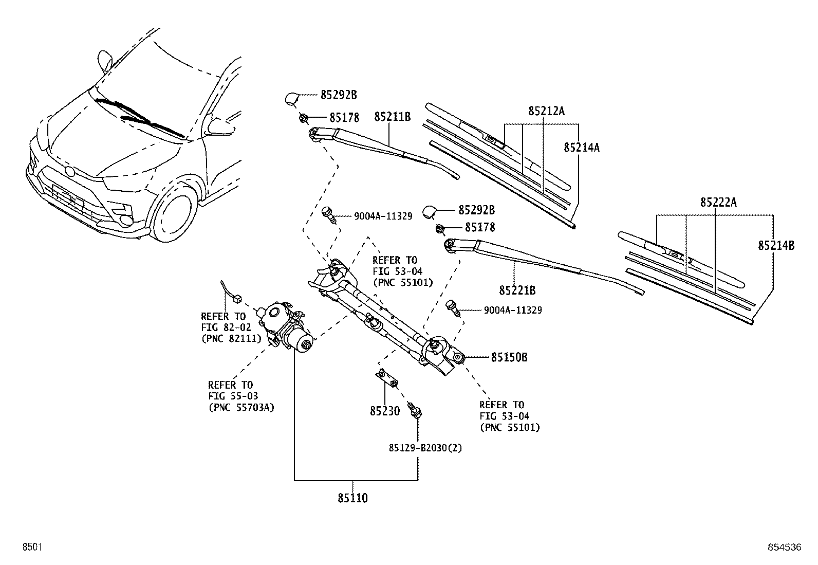 85211-BZ320 ARM, FRONT WIPER, LH product image