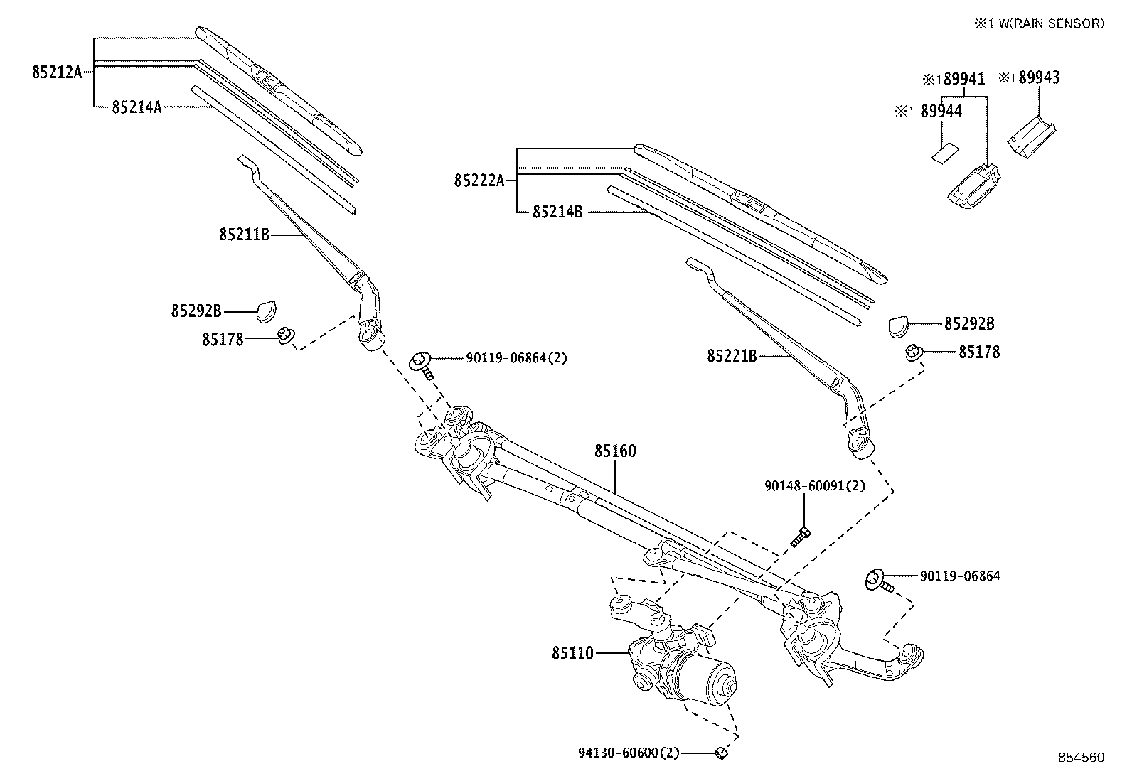 85212-60230 BLADE, FR WIPER, RH product image