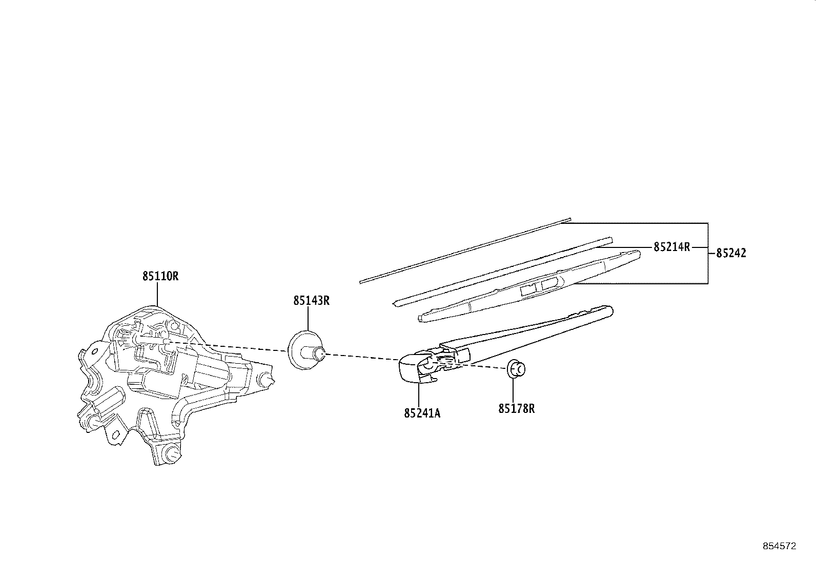 85130-60350 MOTOR ASSY, REAR WIPER product image