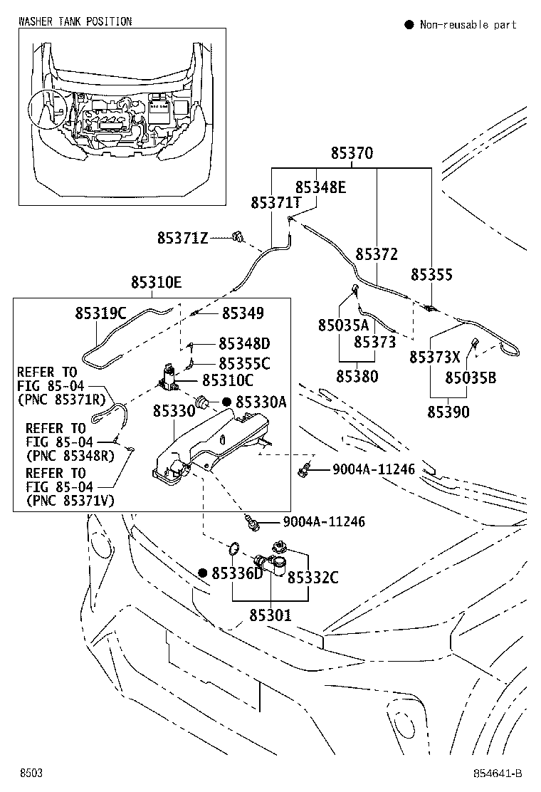 85381-BZ360 NOZZLE, FR WASHER, RH product image