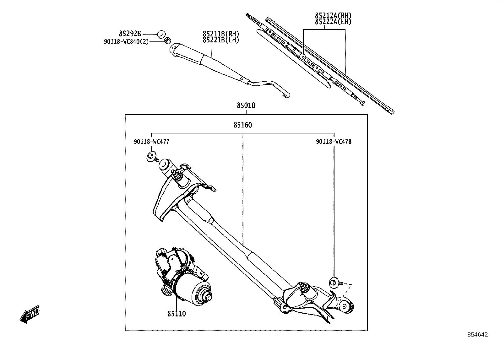 85212-WC009 BLADE, FR WIPER, RH product image