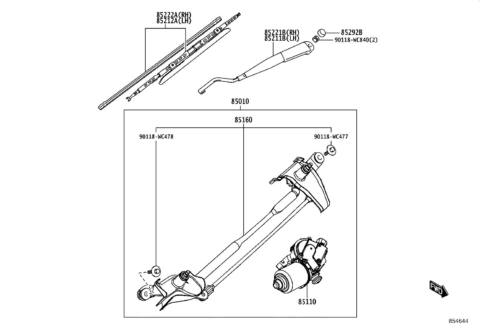 85212-WC009 BLADE, FR WIPER, RH product image
