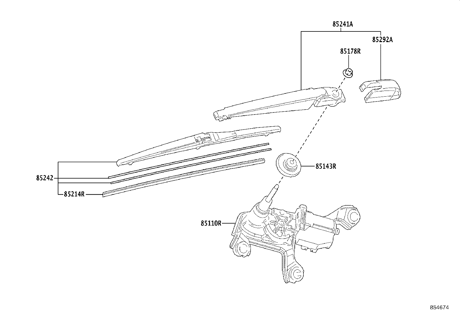 85214-0A150 RUBBER, REAR WIPER product image