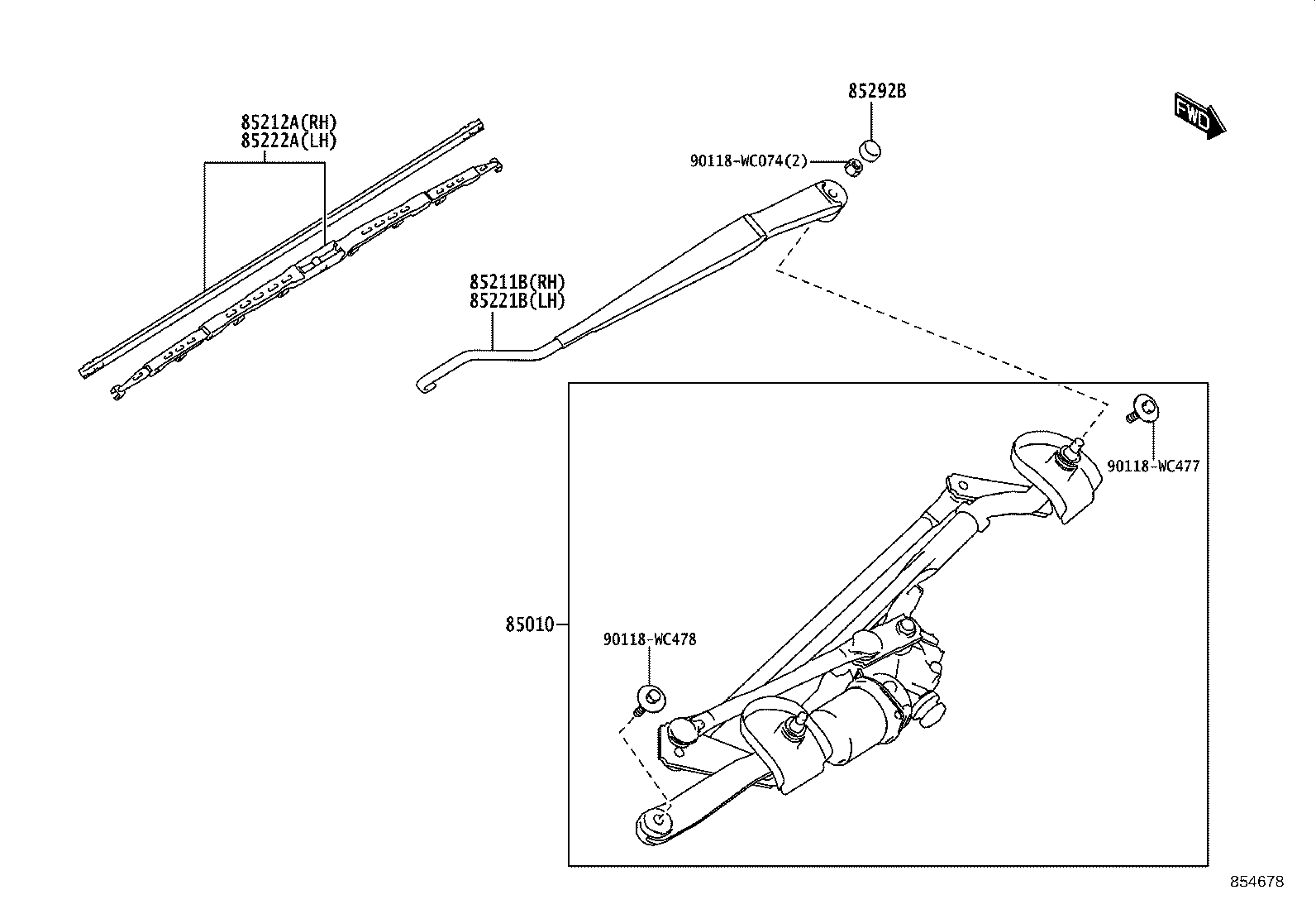 85212-WC014 BLADE, FR WIPER, RH product image
