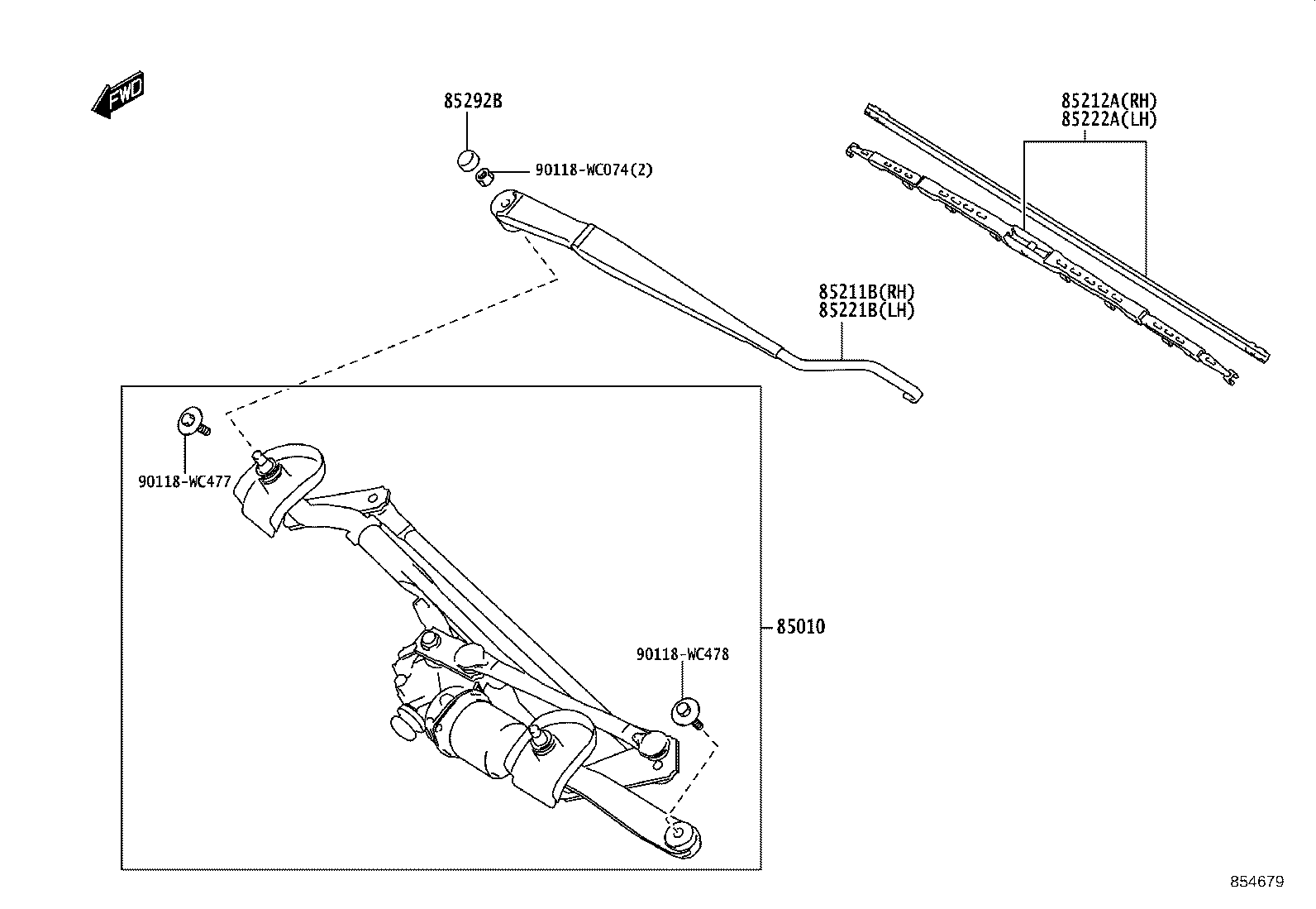 85212-WC014 BLADE, FR WIPER, RH product image
