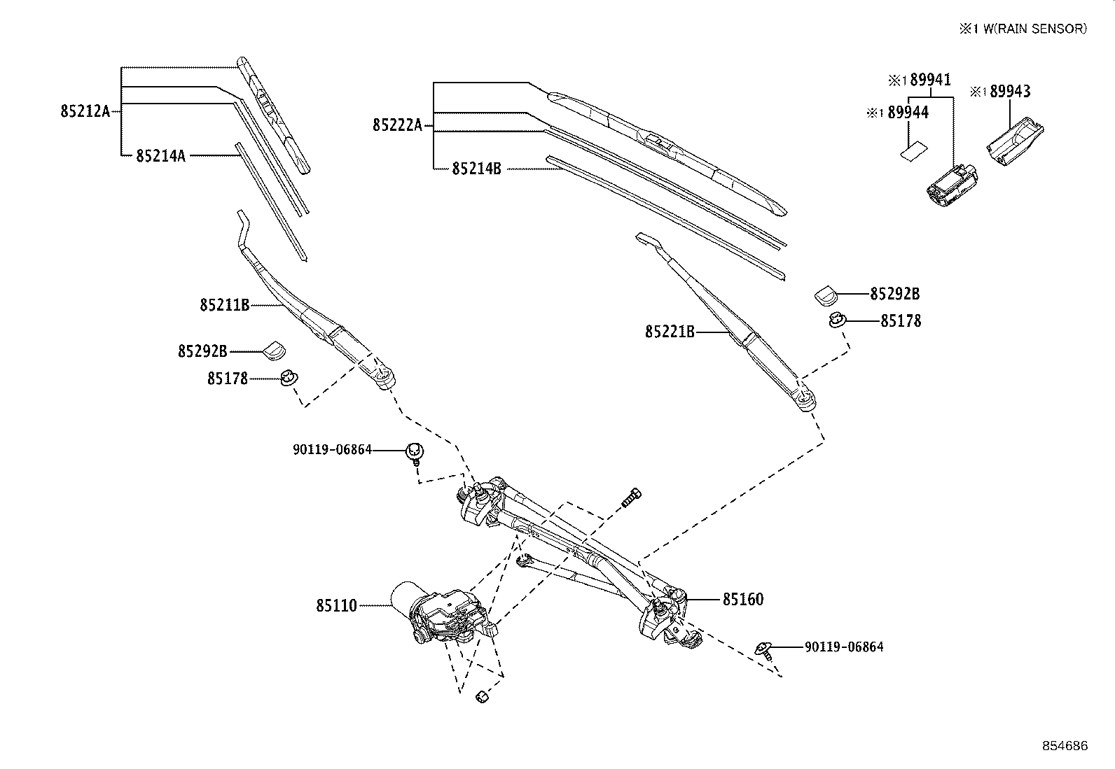85214-52110 RUBBER, WIPER, RH product image
