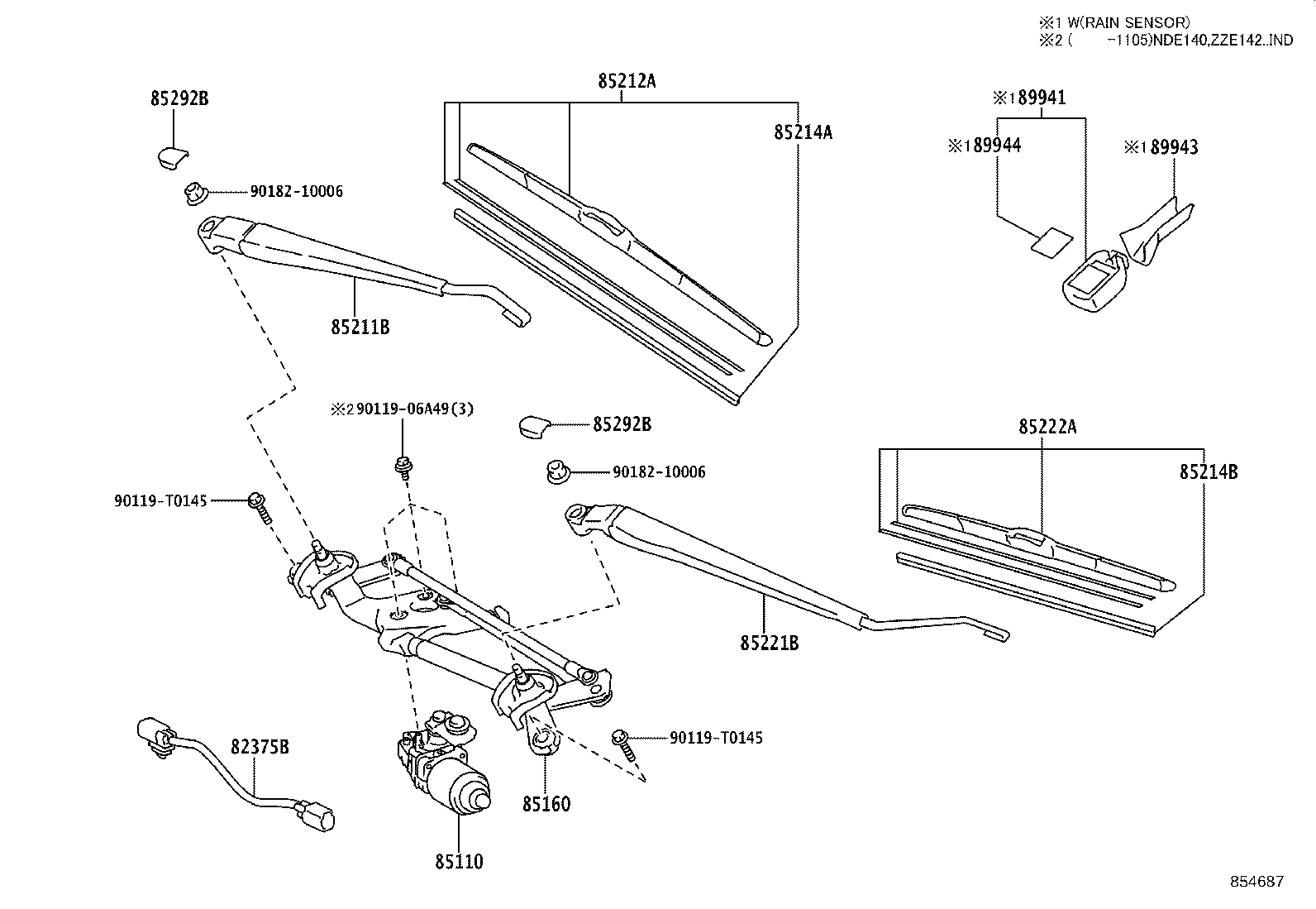 85110-02290 MOTOR ASSY, WINDSHIELD WIPER product image