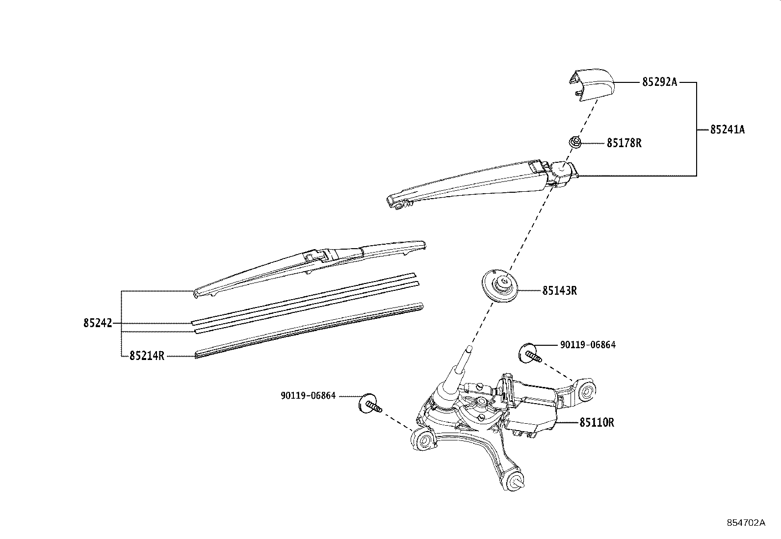 85130-78031 MOTOR ASSY, REAR WIPER product image