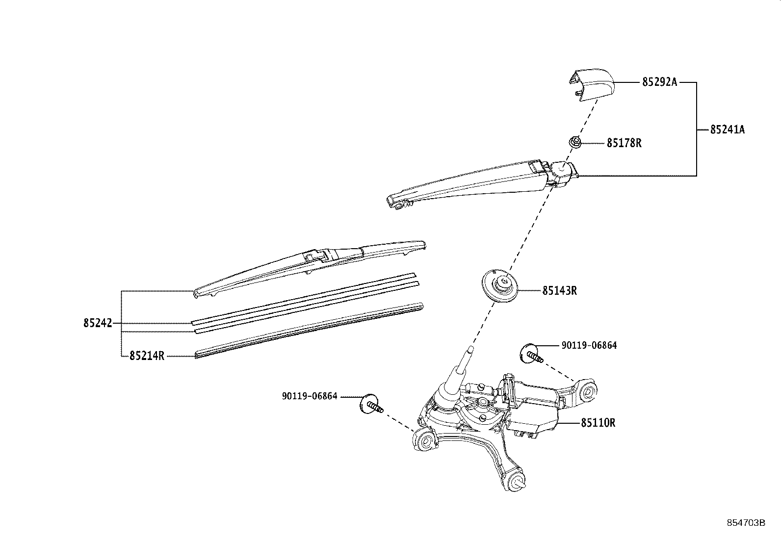 85292-78030 CAP, REAR WIPER ARM HEAD product image