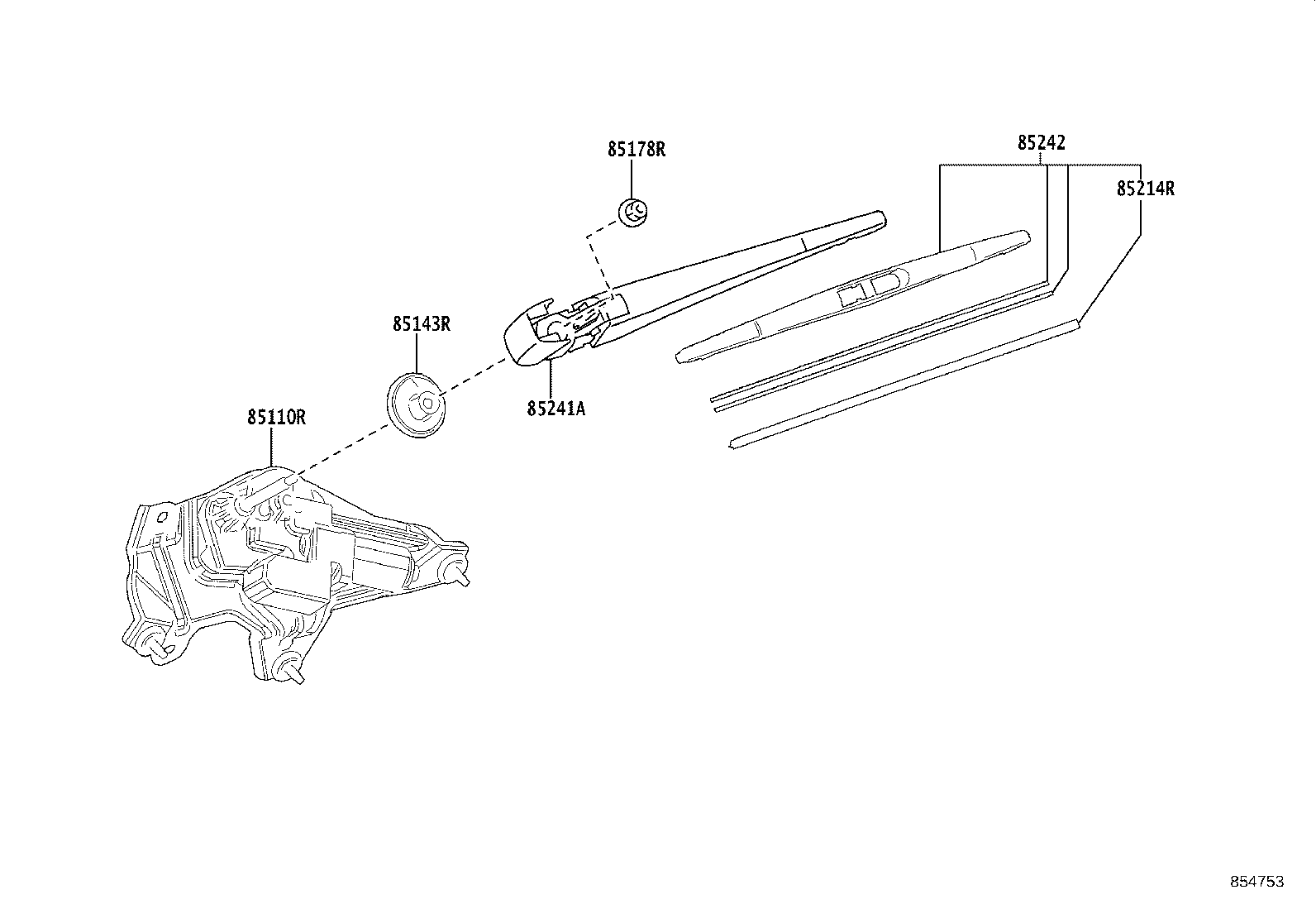 85130-60360 MOTOR ASSY, REAR WIPER product image