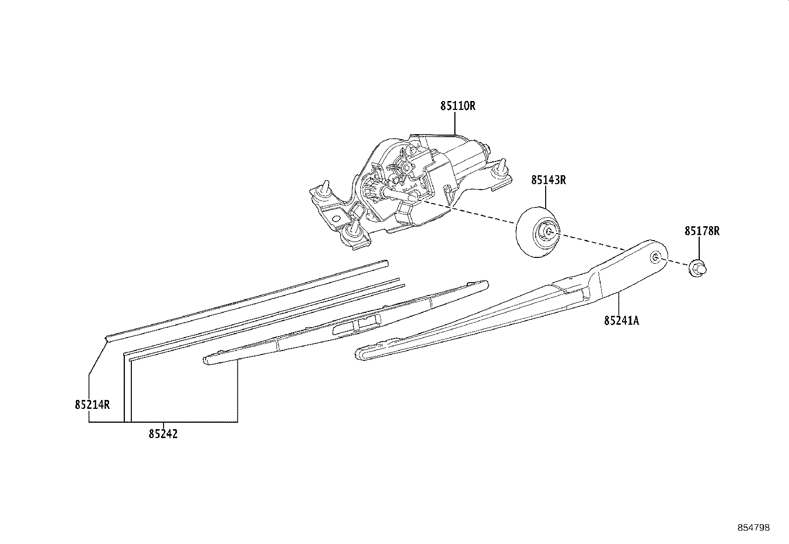 85130-28120 MOTOR ASSY, REAR WIPER product image