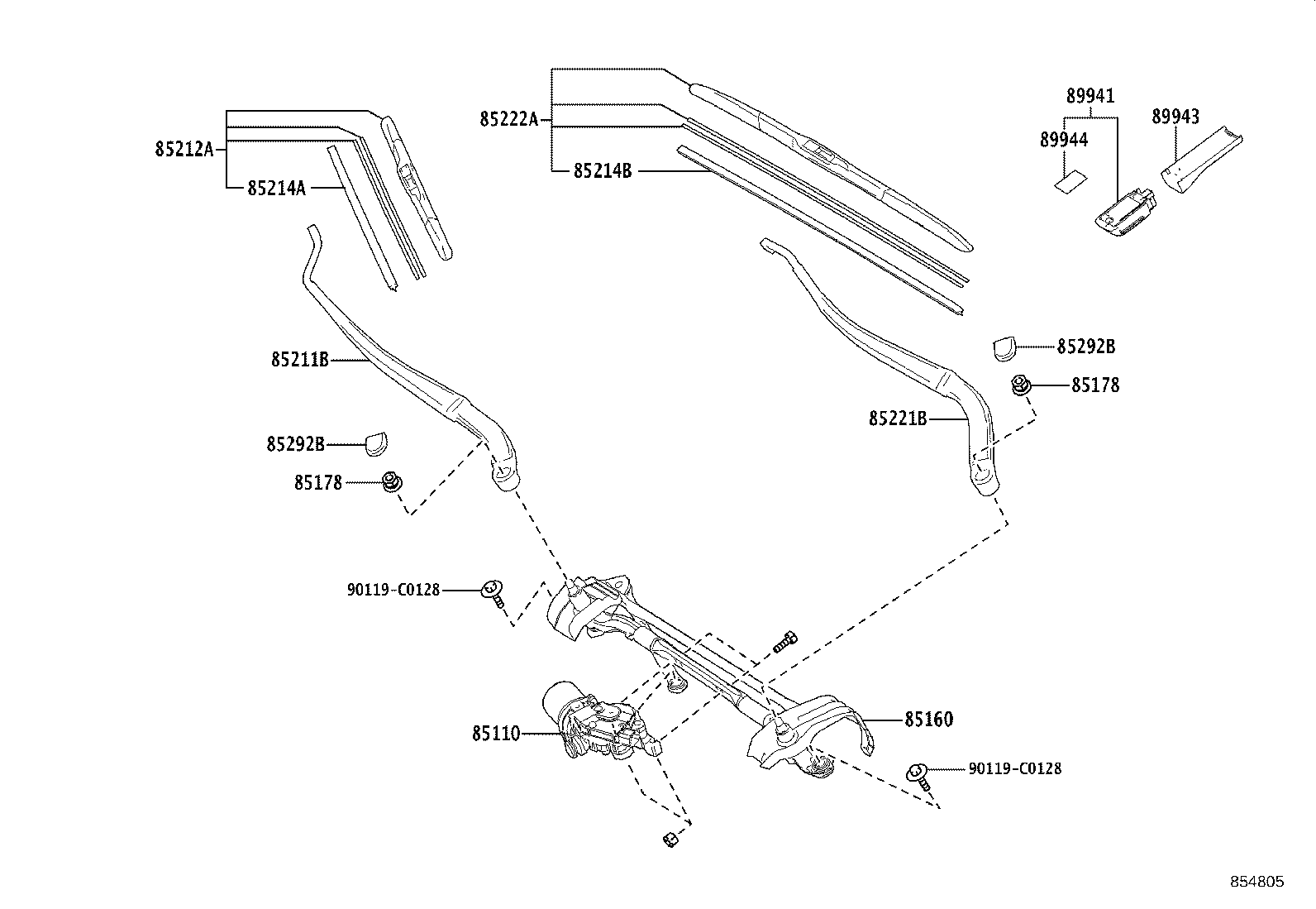 85211-0R080 ARM, FRONT WIPER, RH product image