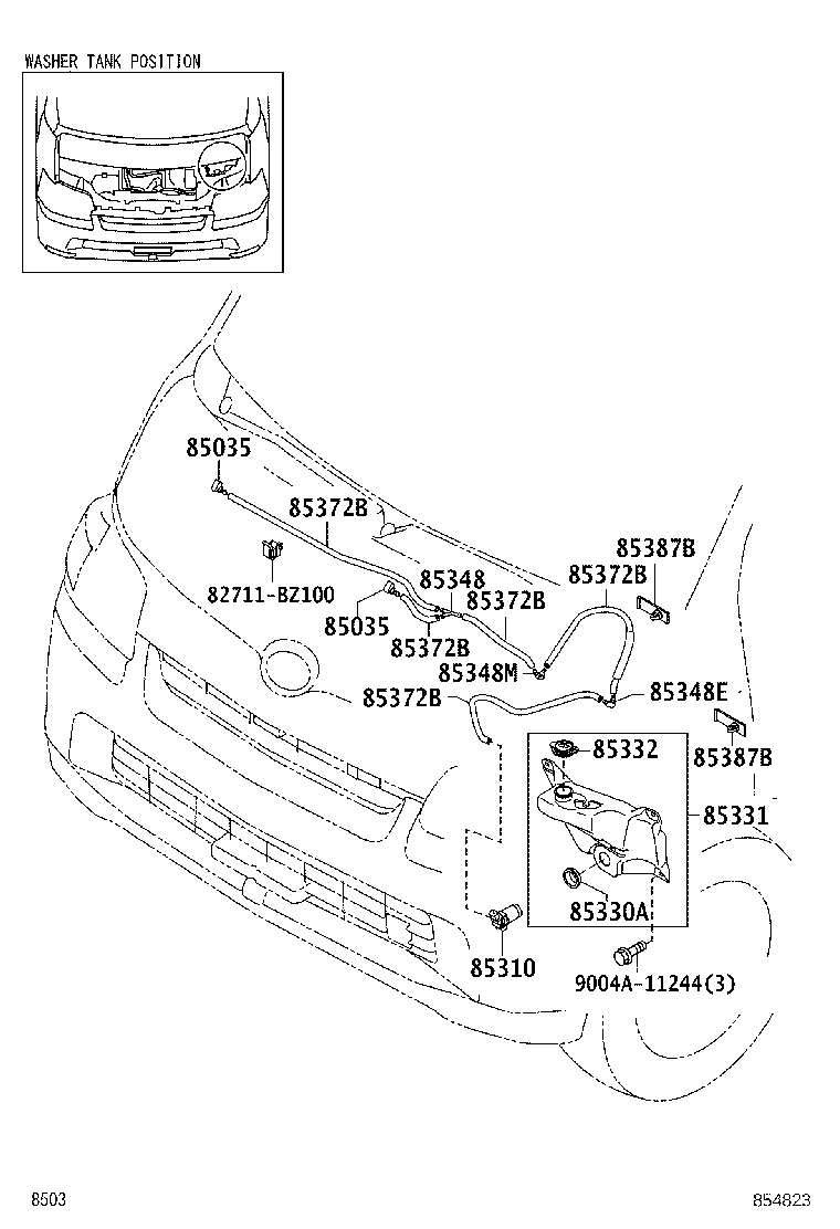 85381-BZ080 NOZZLE SUB-ASSY, WASHER product image