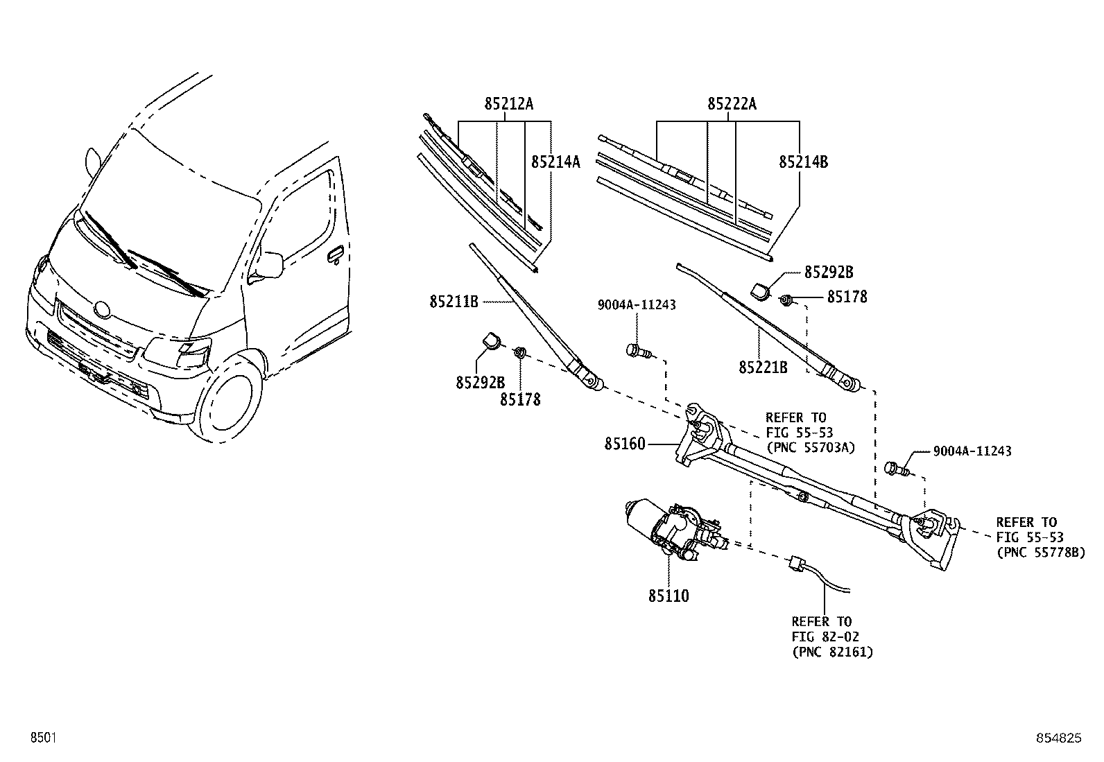 85211-BZ120 ARM, FRONT WIPER, LH product image
