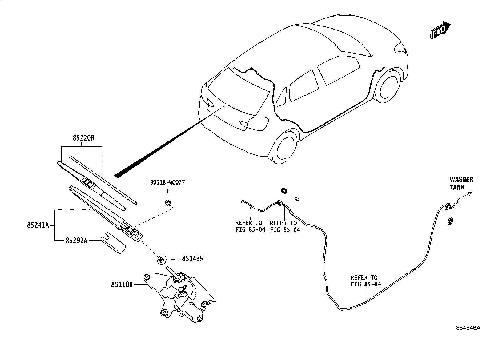 85242-WC002 BLADE ASSY, REAR WIPER product image