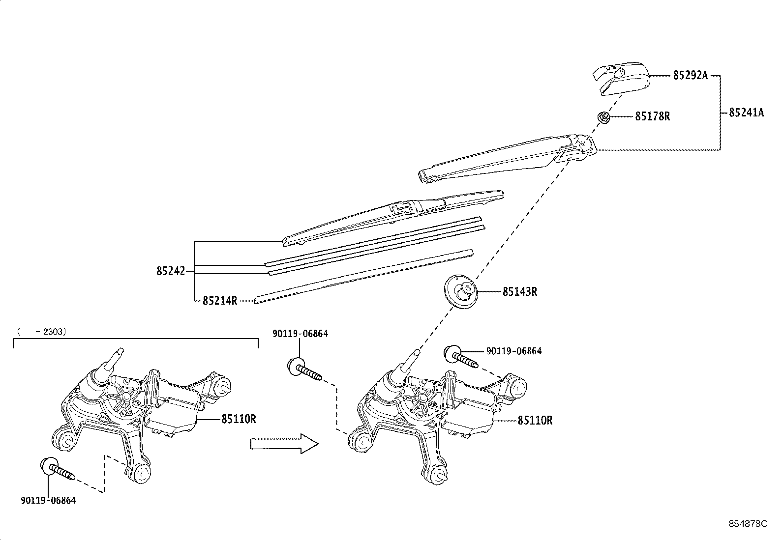 85130-42101 MOTOR ASSY, REAR WIPER product image