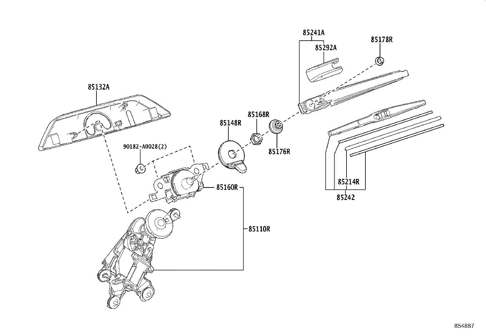 85130-0C020 MOTOR ASSY, REAR WIPER product image