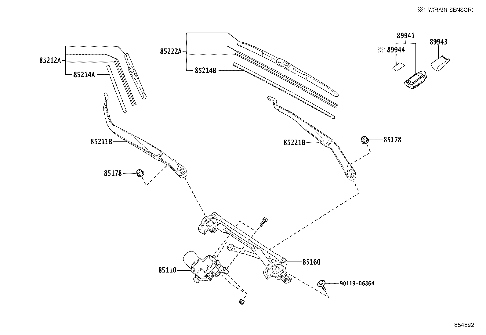 85110-76120 MOTOR ASSY, WINDSHIELD WIPER product image