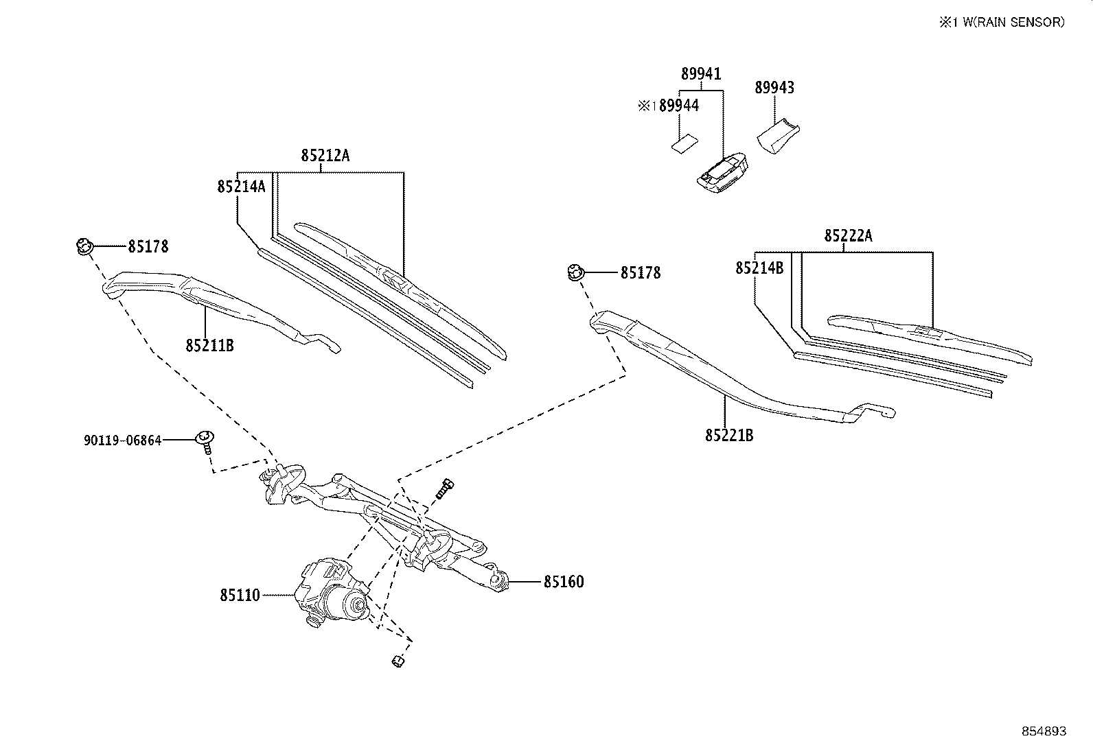 85110-76120 MOTOR ASSY, WINDSHIELD WIPER product image