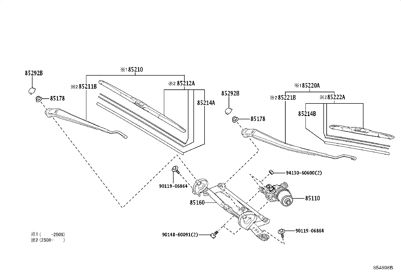 85110-52880 MOTOR ASSY, WINDSHIELD WIPER product image