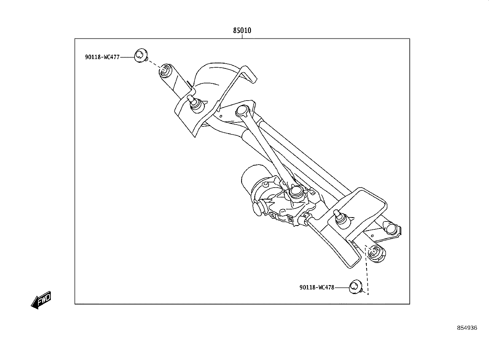 85010-WC009 MOTOR & LINK ASSY, FR WIPER product image
