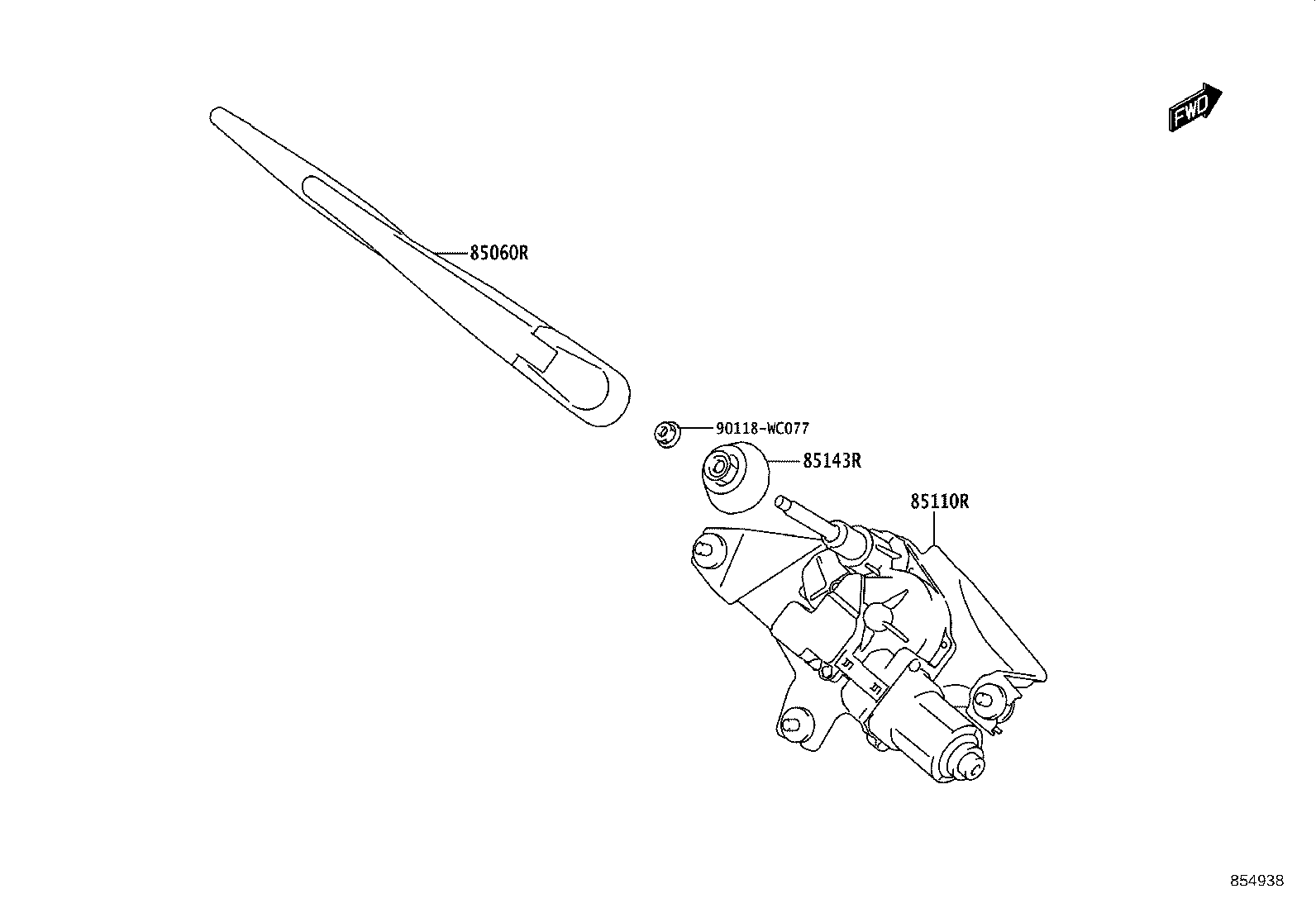 85130-WC006 MOTOR ASSY, REAR WIPER product image