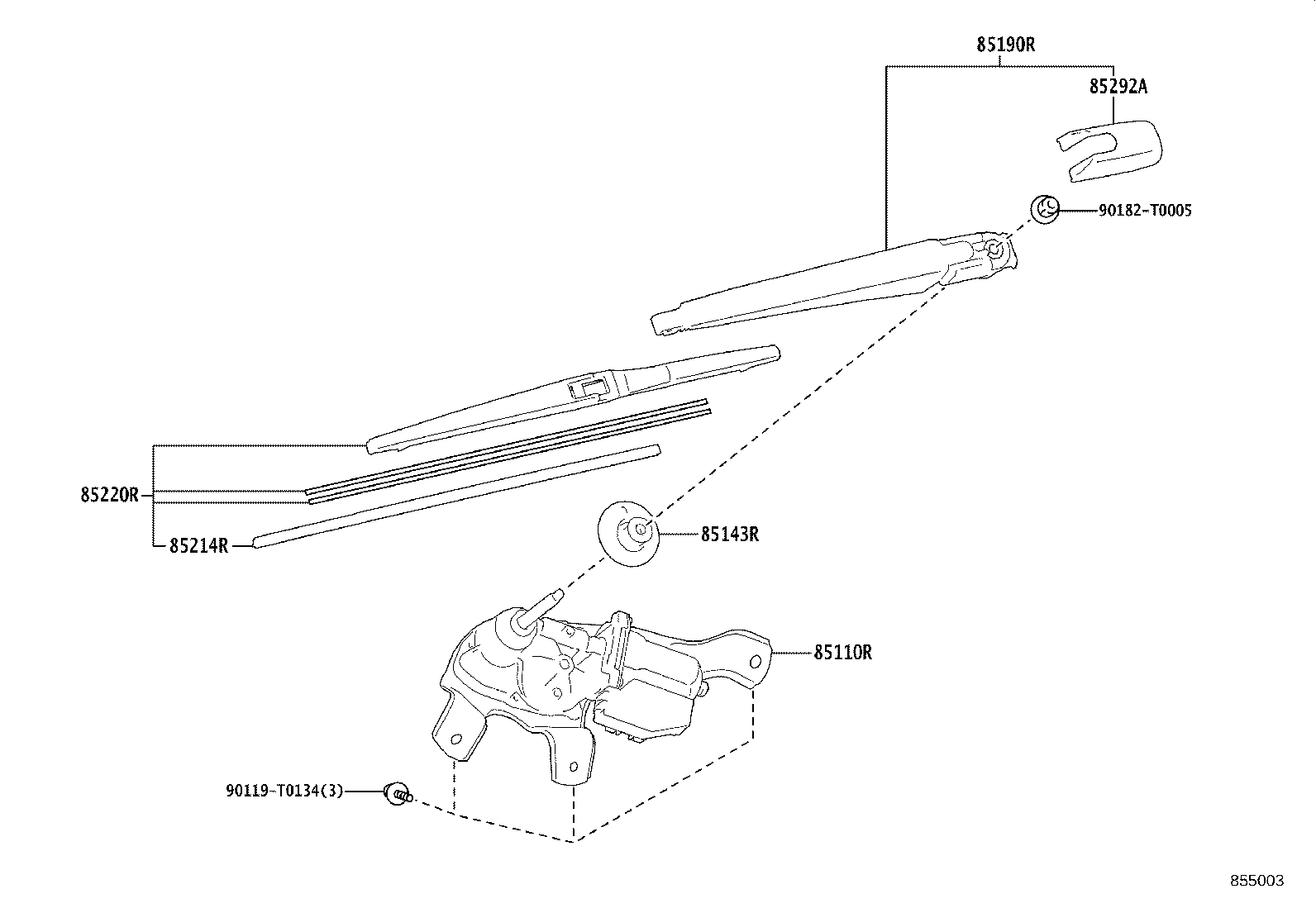 85130-VT030 MOTOR ASSY, REAR WIPER product image