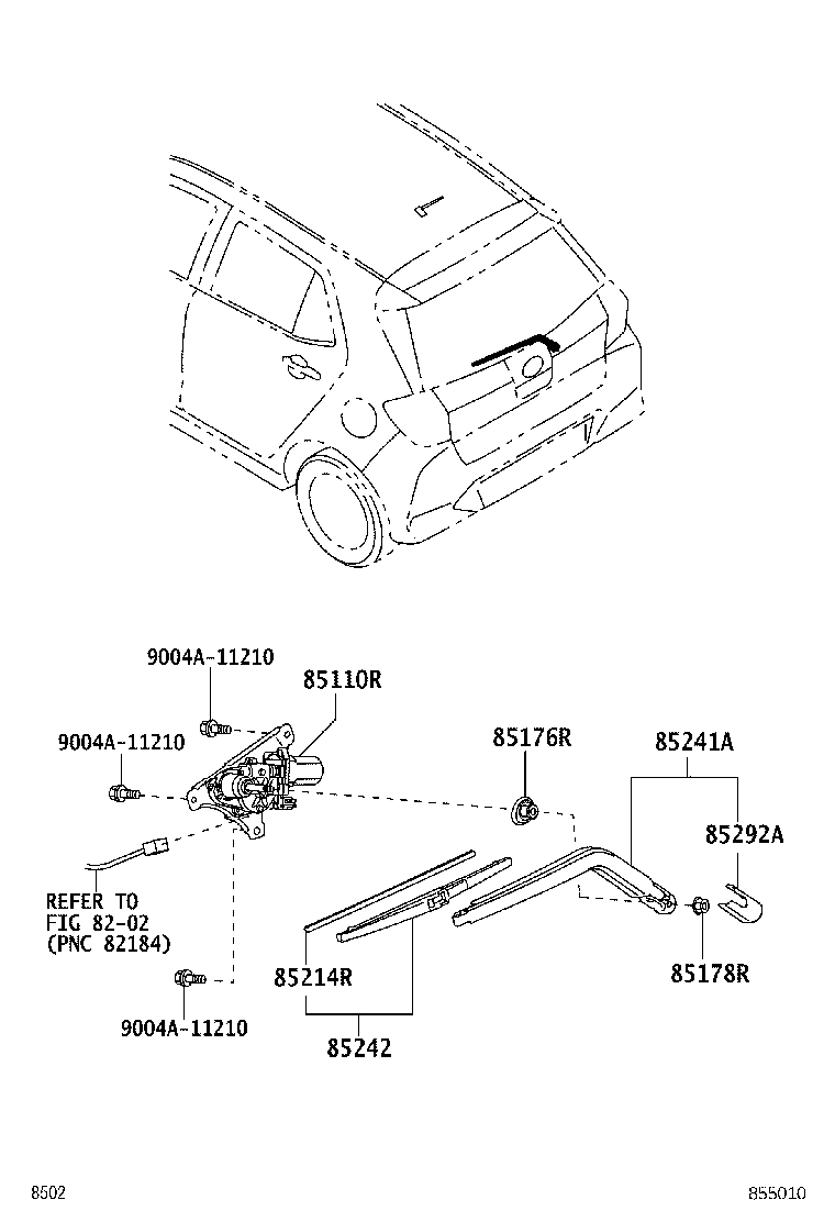 85242-BZ240 BLADE, RR WIPER product image