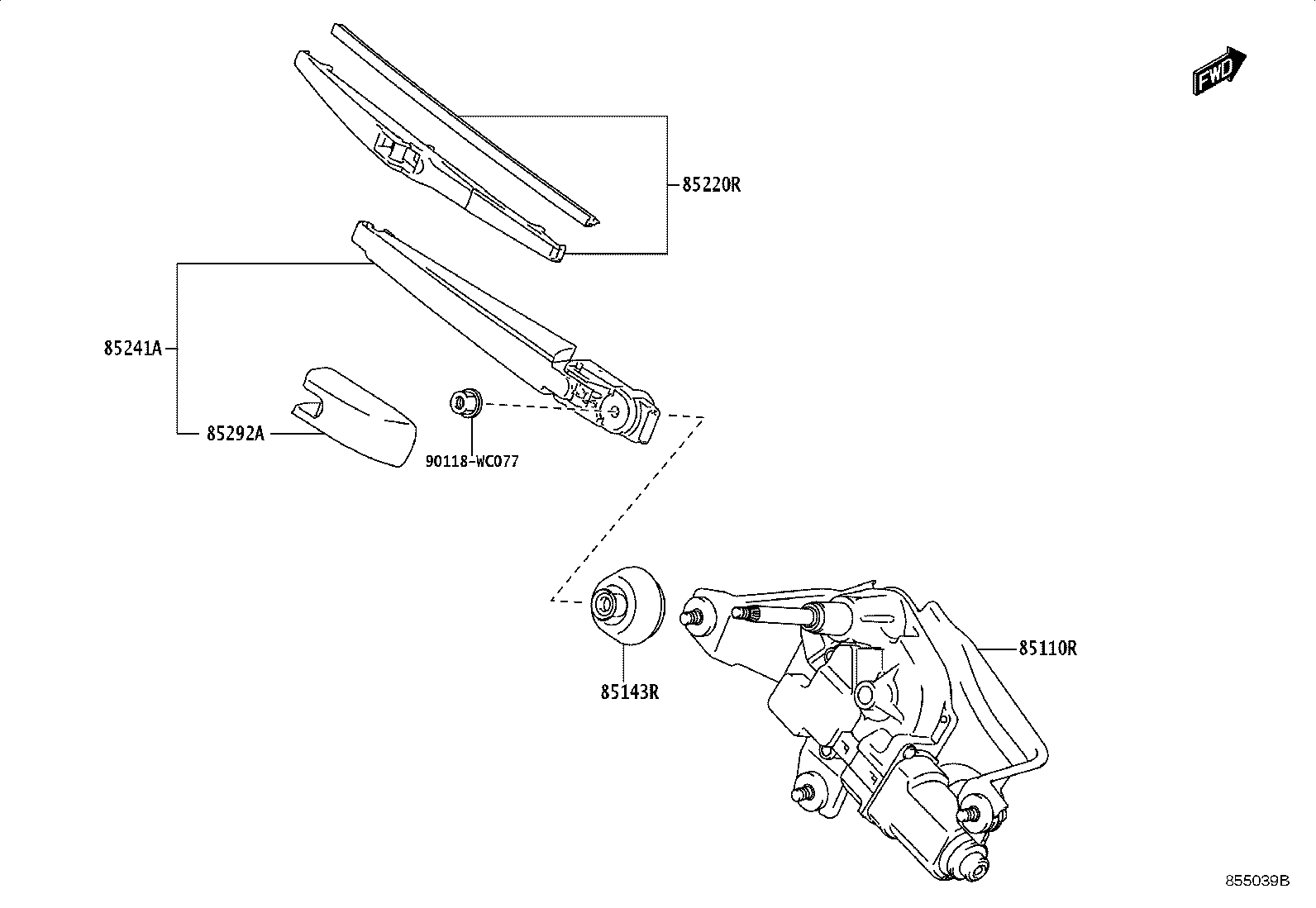 85292-WC010 CAP, REAR WIPER ARM HEAD product image