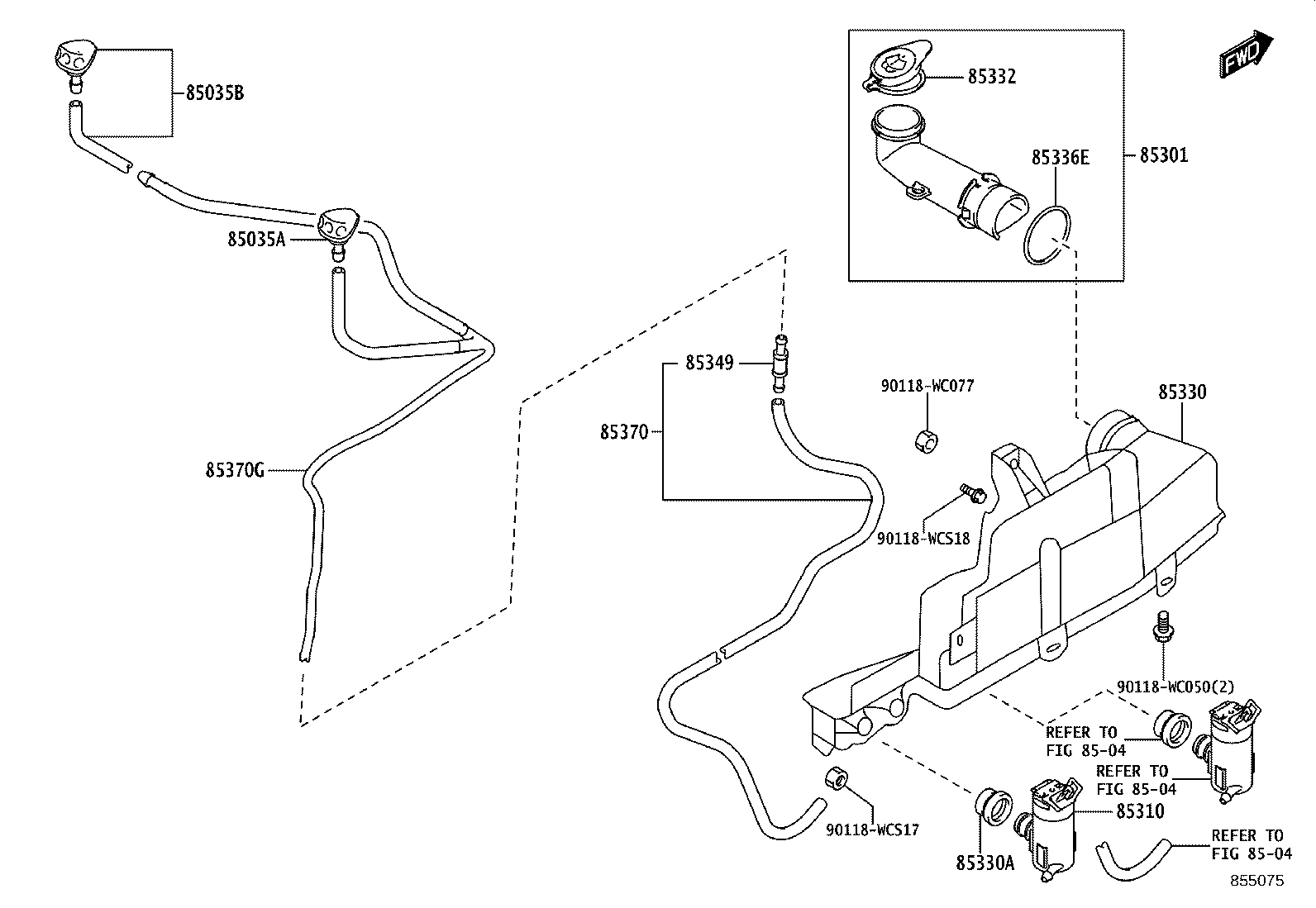 85330-WC019 MOTOR AND PUMP ASSY, WINDSHIELD WASHER product image