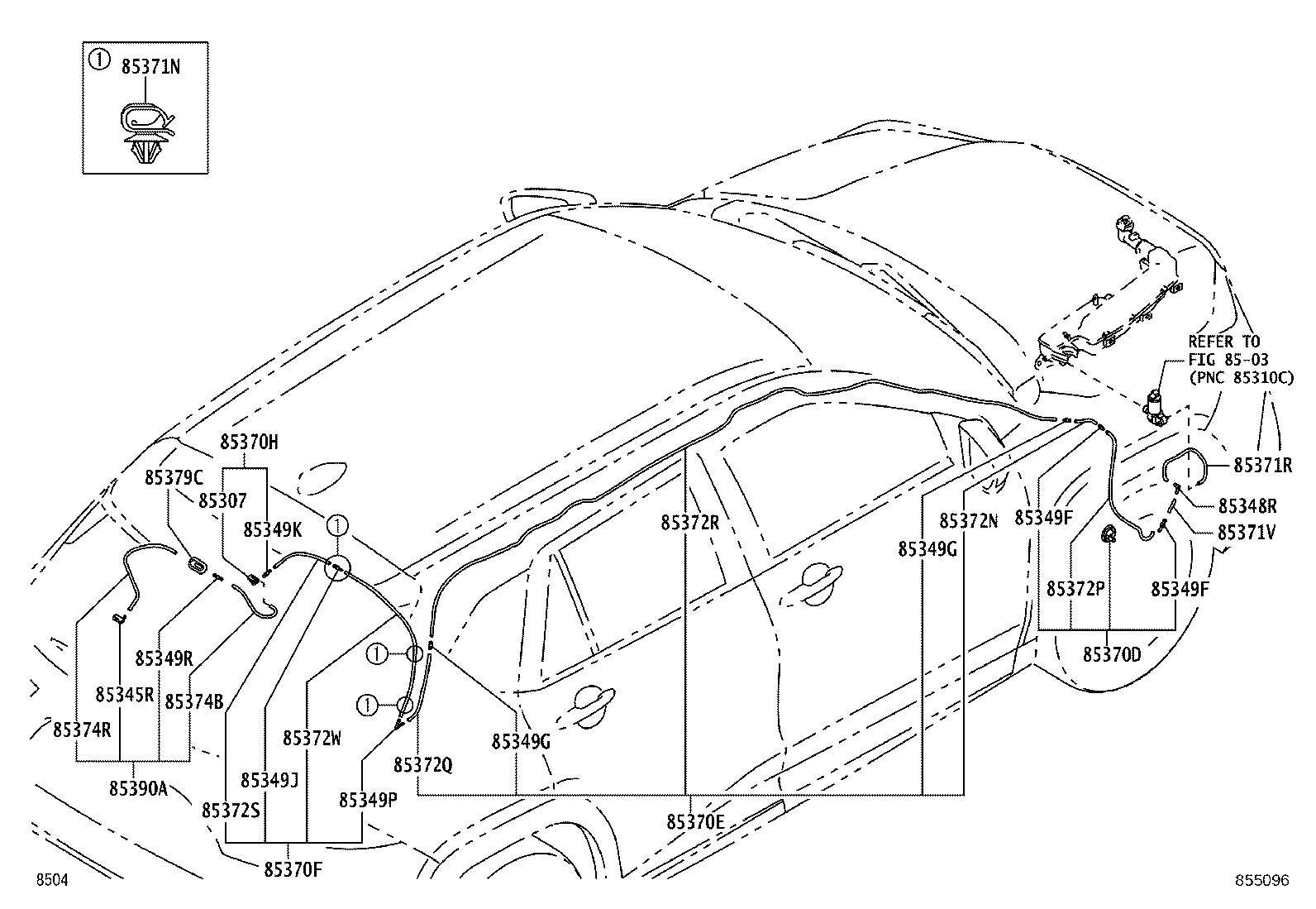 85374-BZP00 HOSE, REAR WASHER (FROM JOINT TO JOINT), NO.4 product image