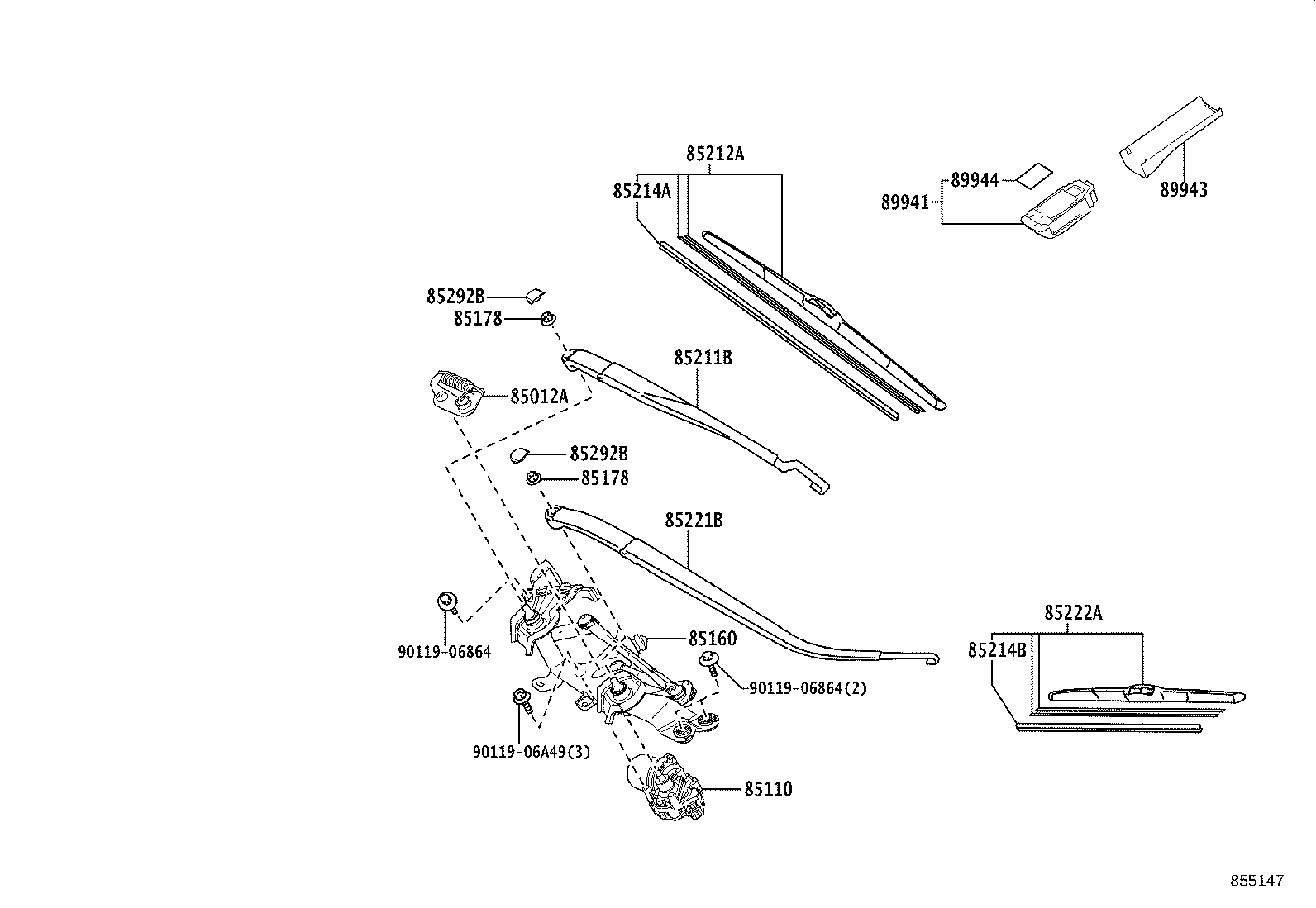 85214-58030 RUBBER, WIPER, RH product image