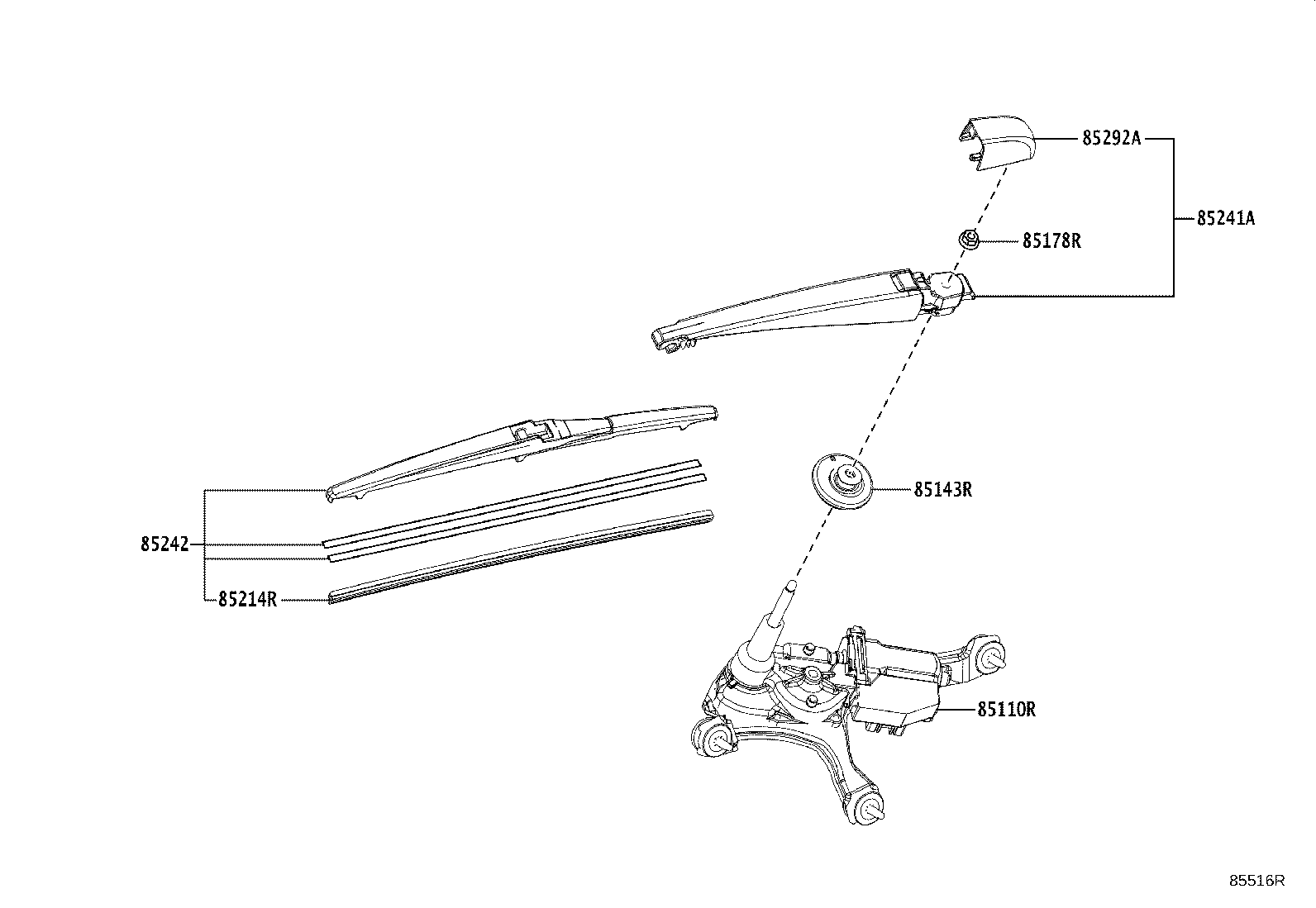 85130-78031 MOTOR ASSY, REAR WIPER product image