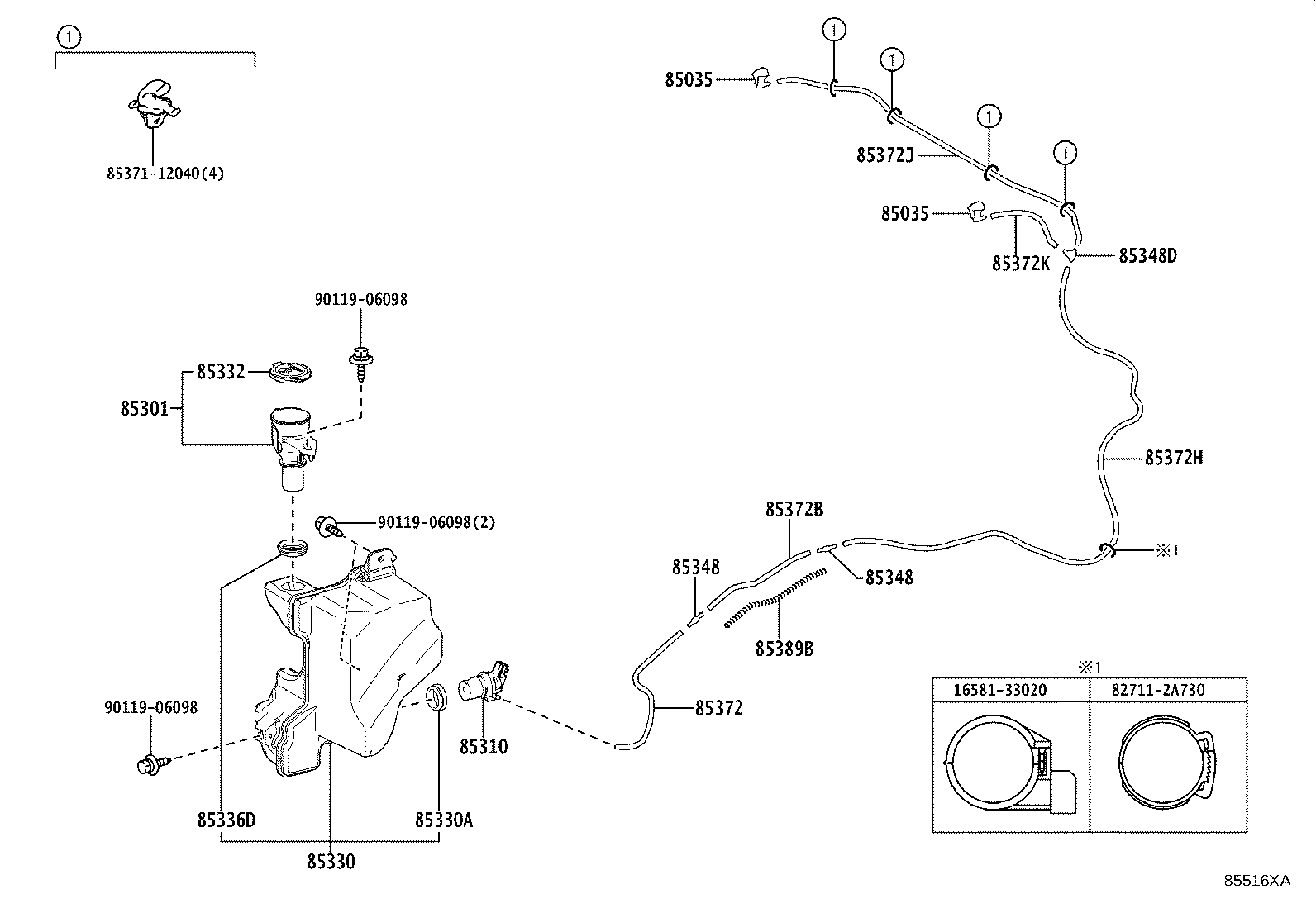 85330-60200 MOTOR AND PUMP ASSY, WINDSHIELD WASHER product image