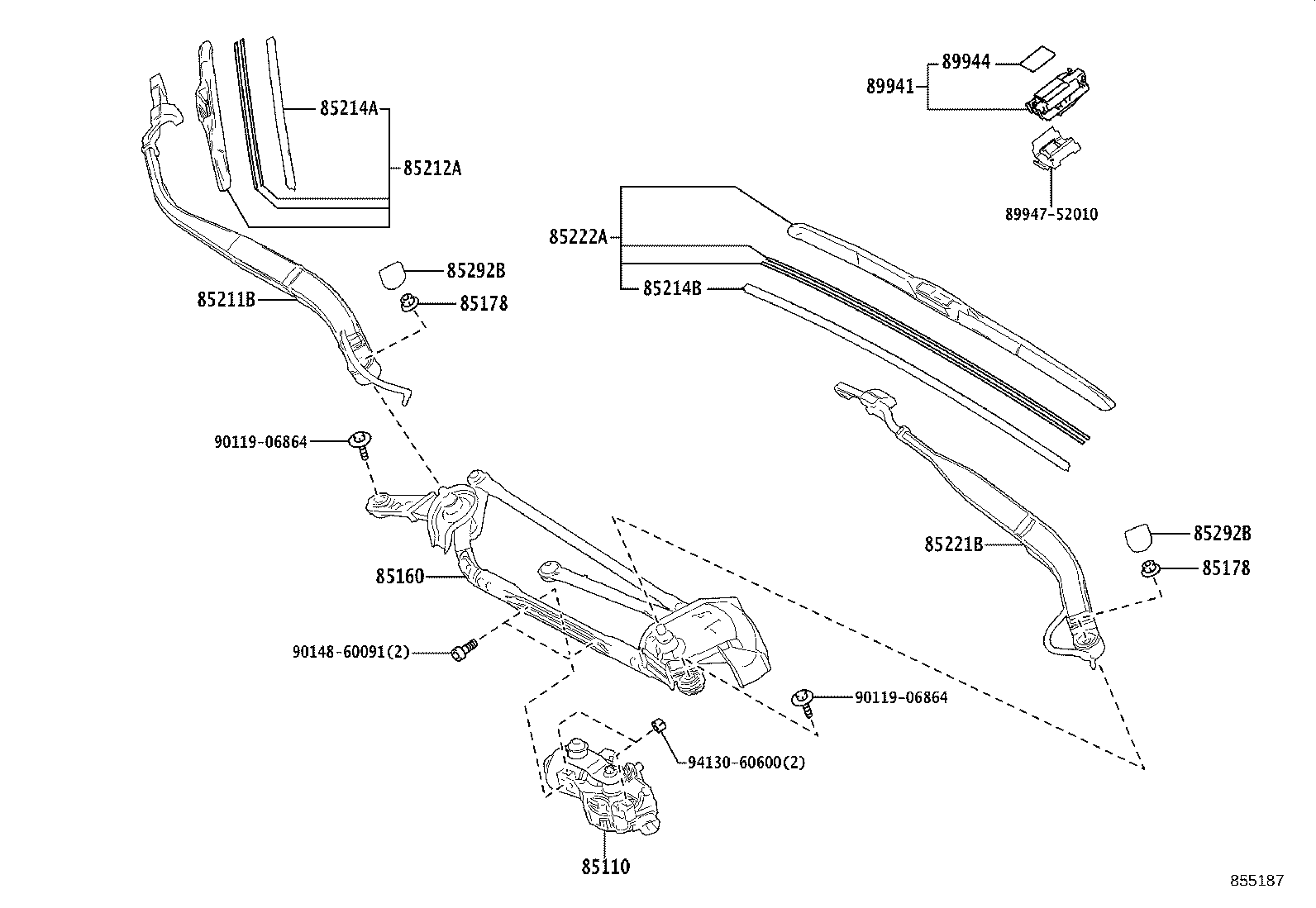 85212-52320 BLADE, FR WIPER, RH product image