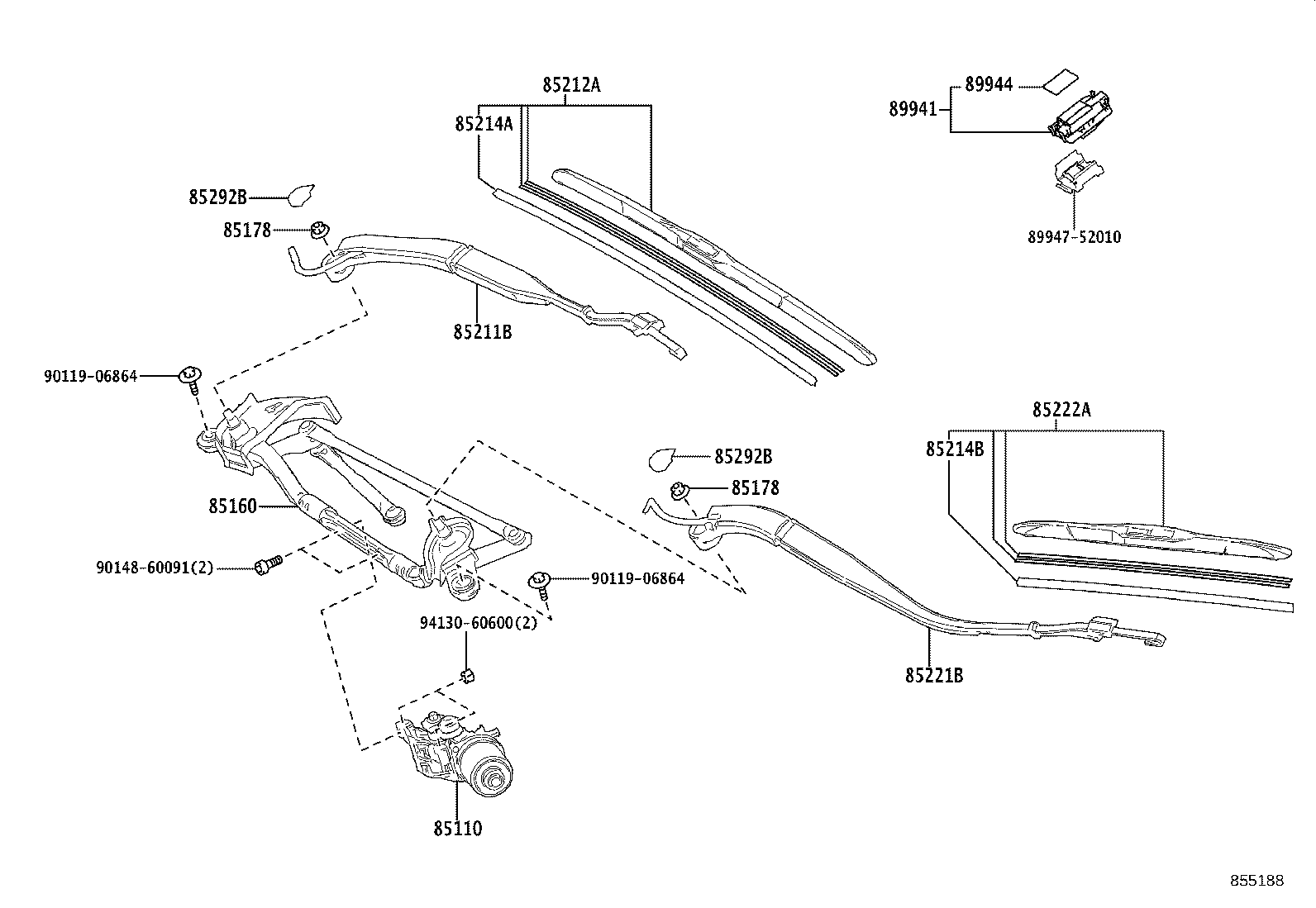 85212-52320 BLADE, FR WIPER, RH product image