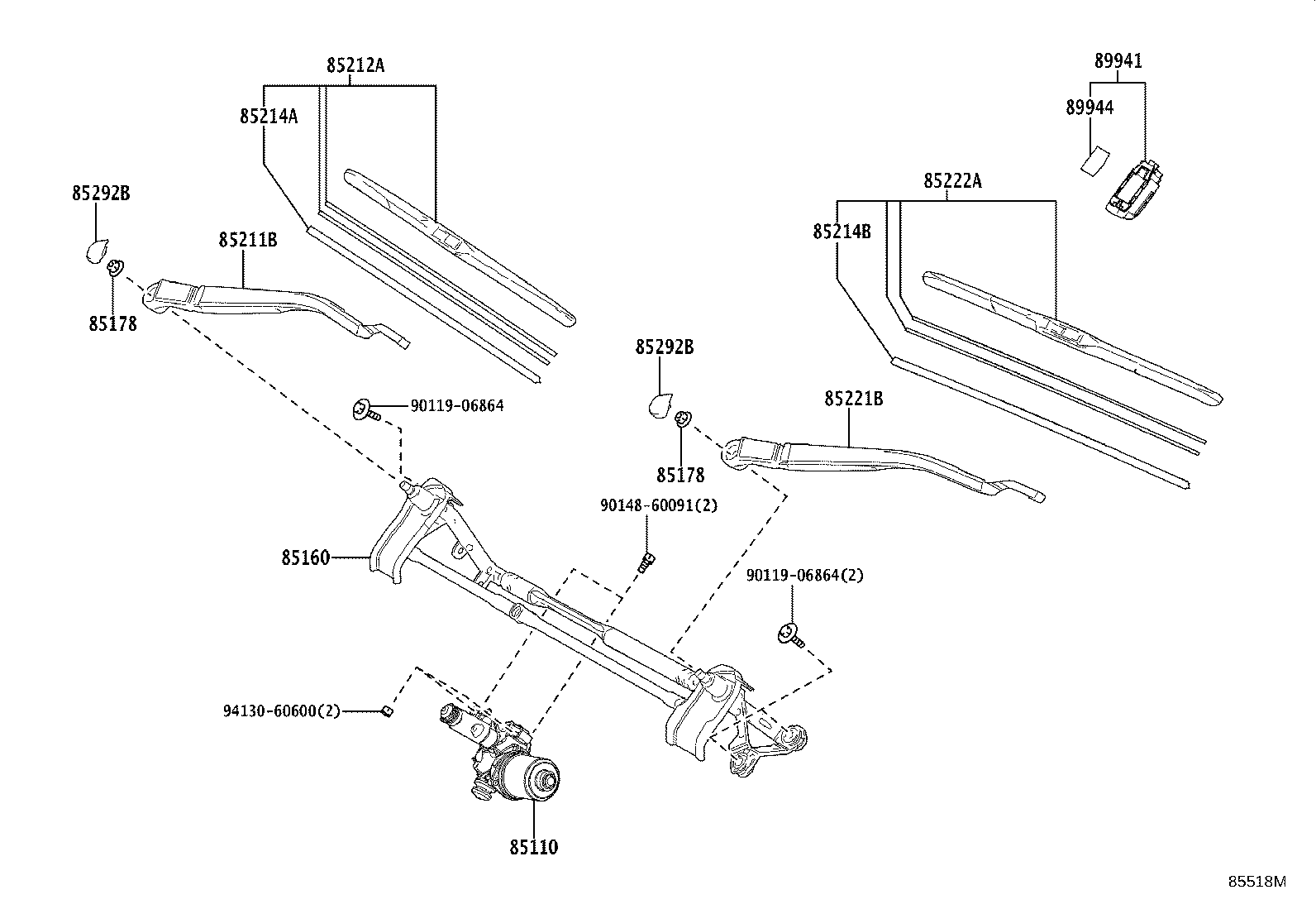 85212-60280 BLADE, FR WIPER, RH product image