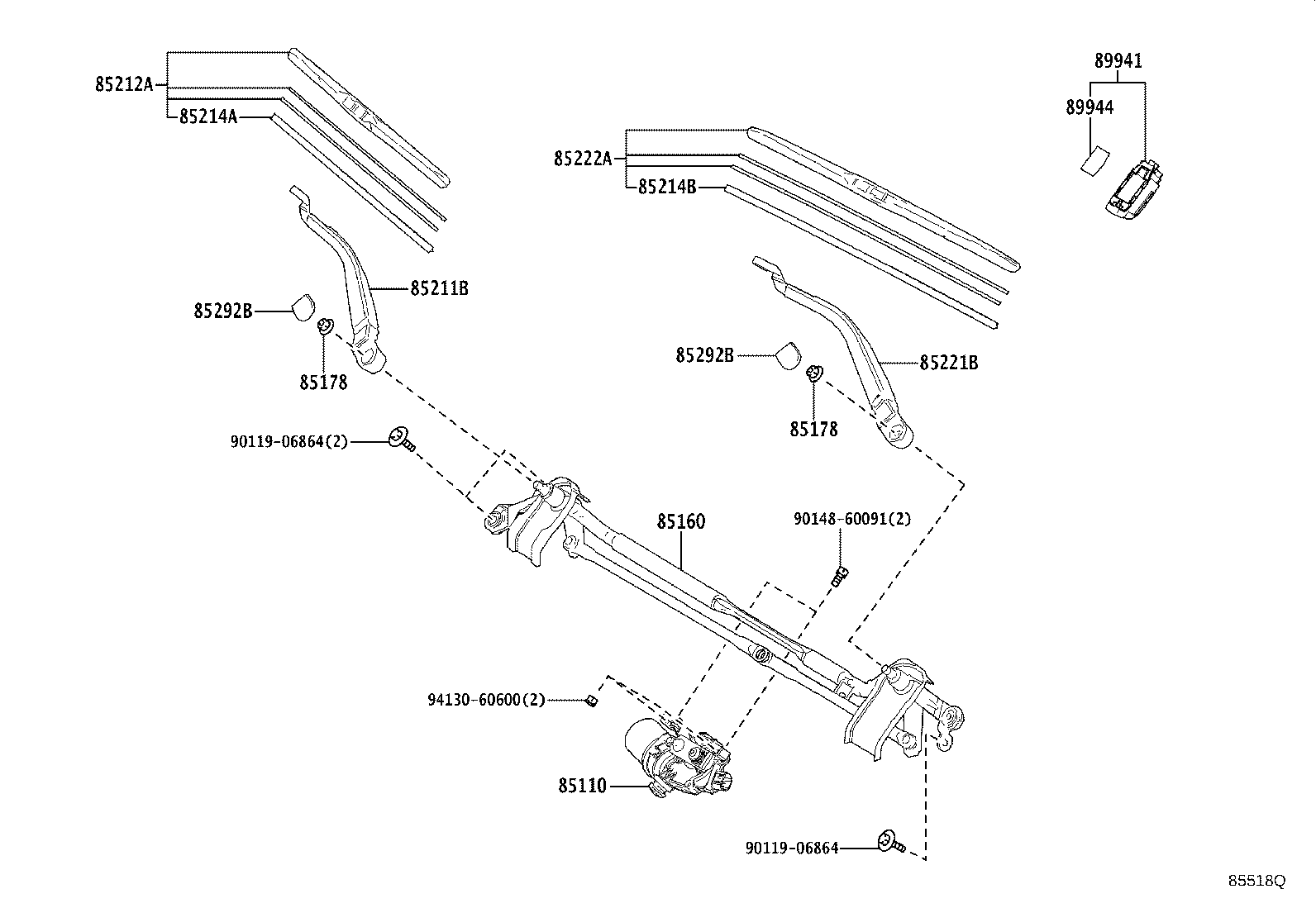 85212-60280 BLADE, FR WIPER, RH product image