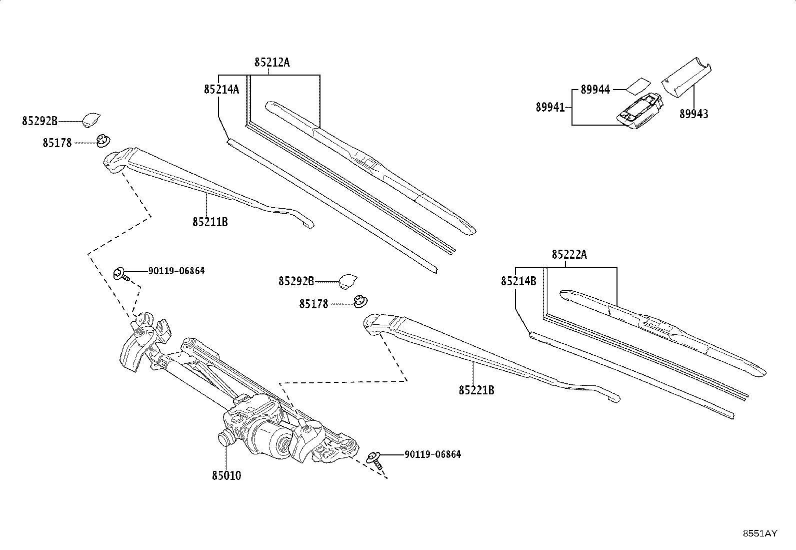 85214-60120 RUBBER, WIPER, RH product image