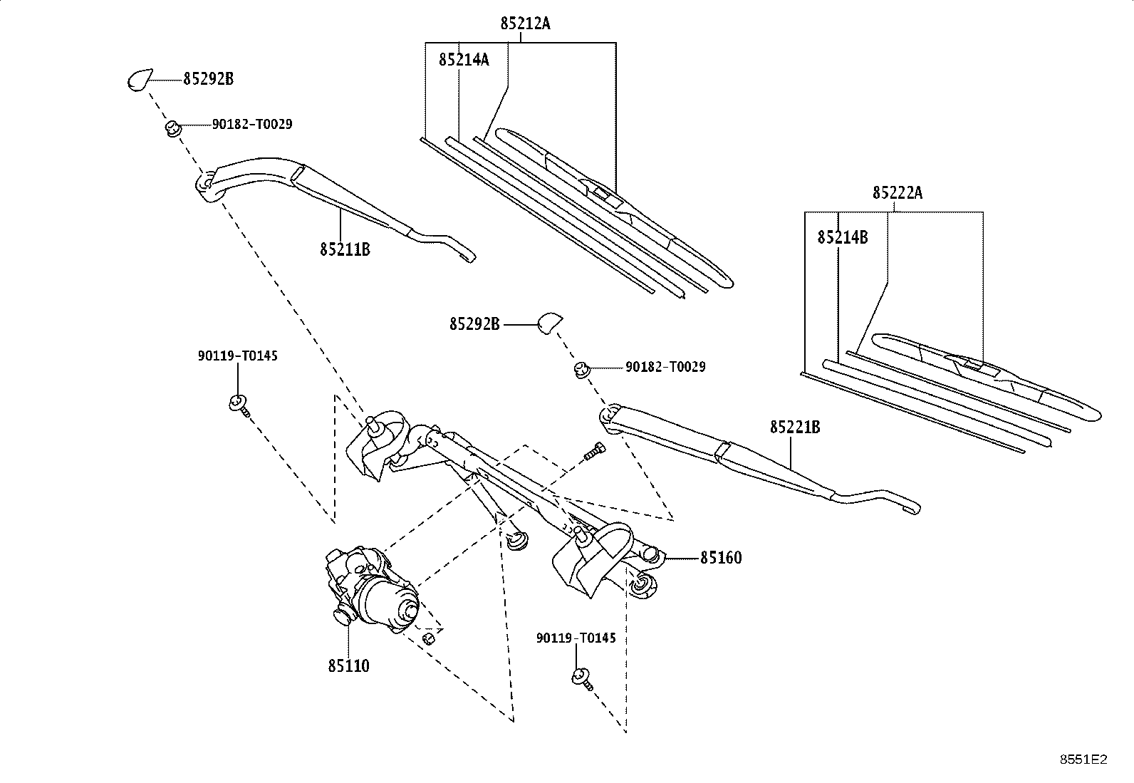85211-0K270 ARM, FRONT WIPER, RH product image