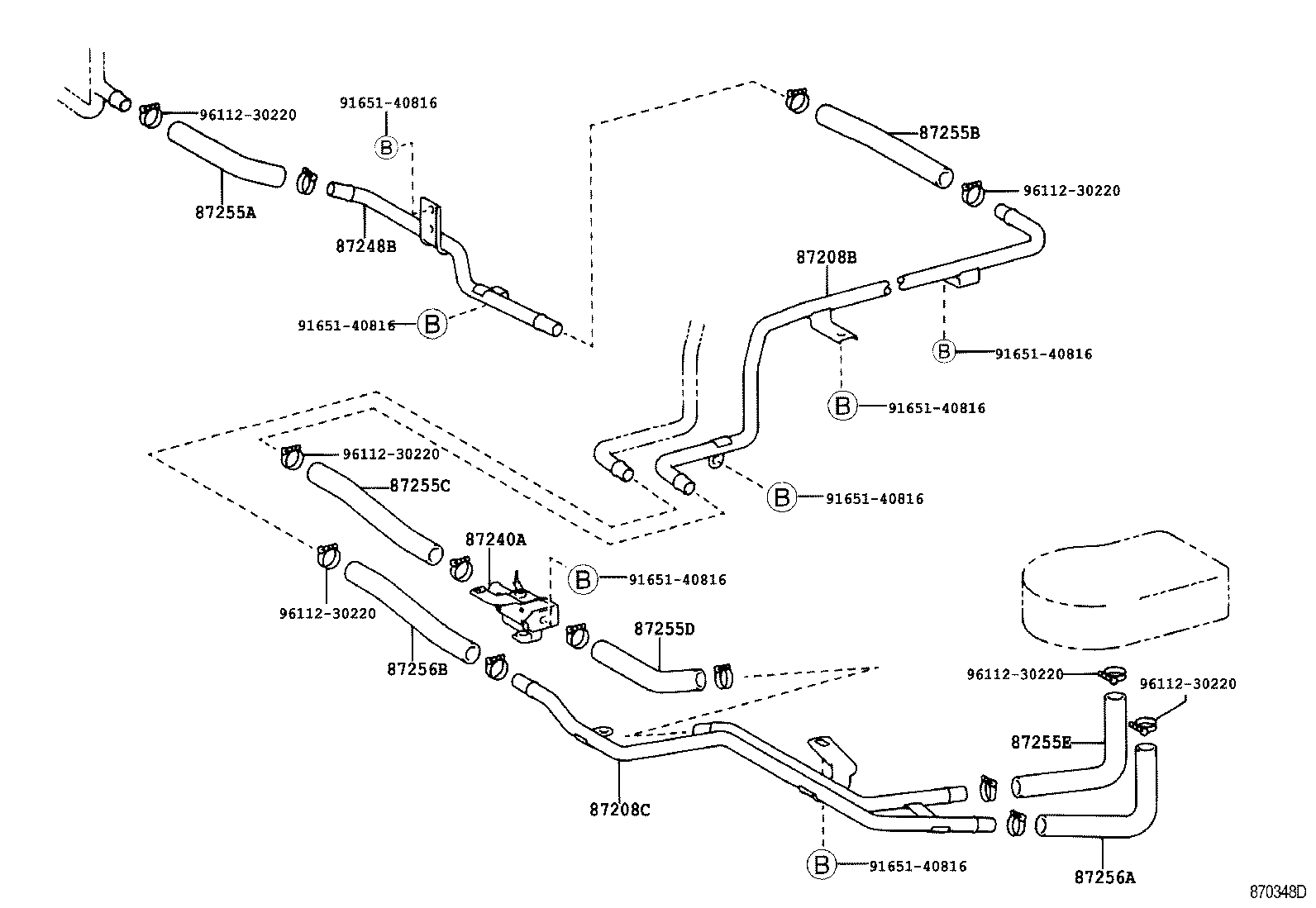 99556-20170 HOSE, REAR HEATER WATER OUTLET, D product image