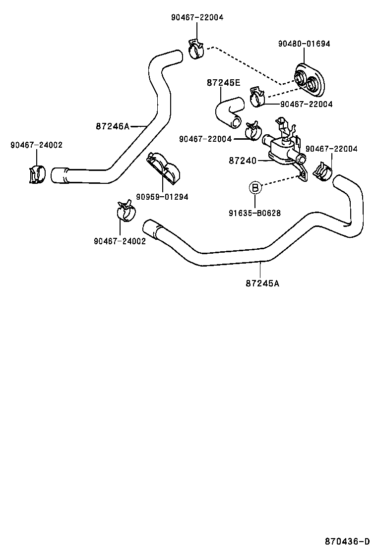87245-33250 HOSE, HEATER WATER, INLET A product image