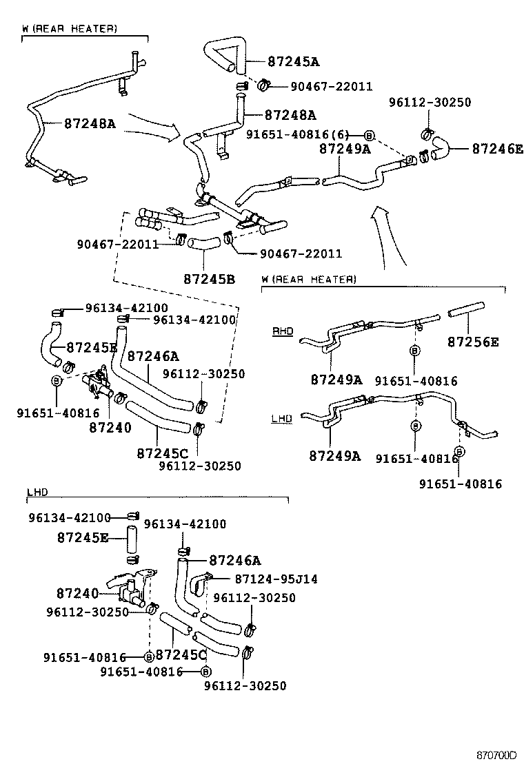 99556-20170 HOSE, REAR HEATER WATER OUTLET, D product image