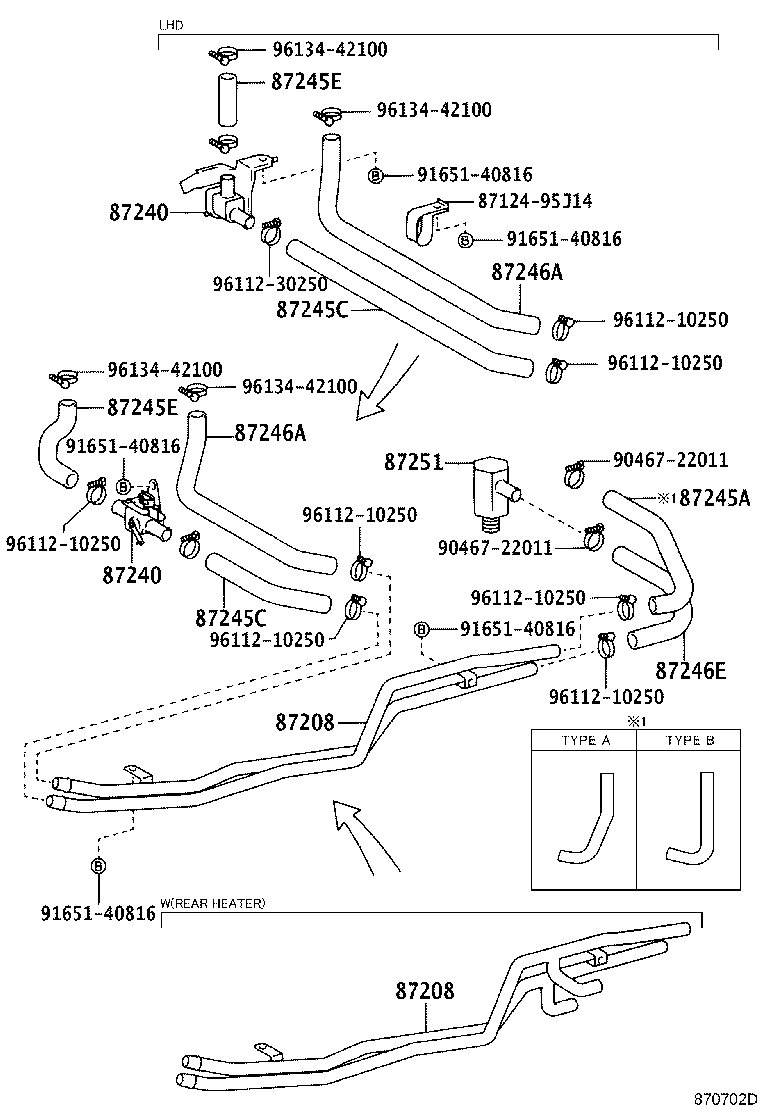 99556-20170 HOSE, REAR HEATER WATER OUTLET, D product image