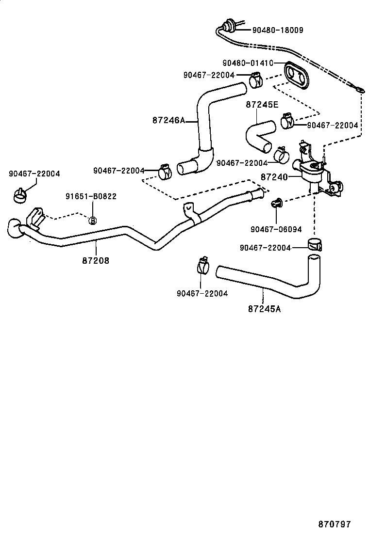 87209-12440 PIPE SUB-ASSY, HEATER WATER product image