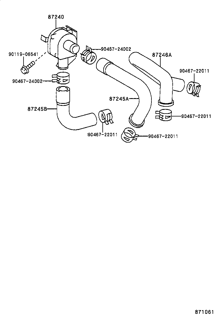 87245-50210 HOSE, HEATER WATER, INLET B product image