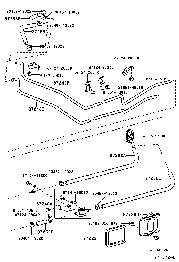 87208-26480 PIPE SUB-ASSY, HEATER WATER, A product image