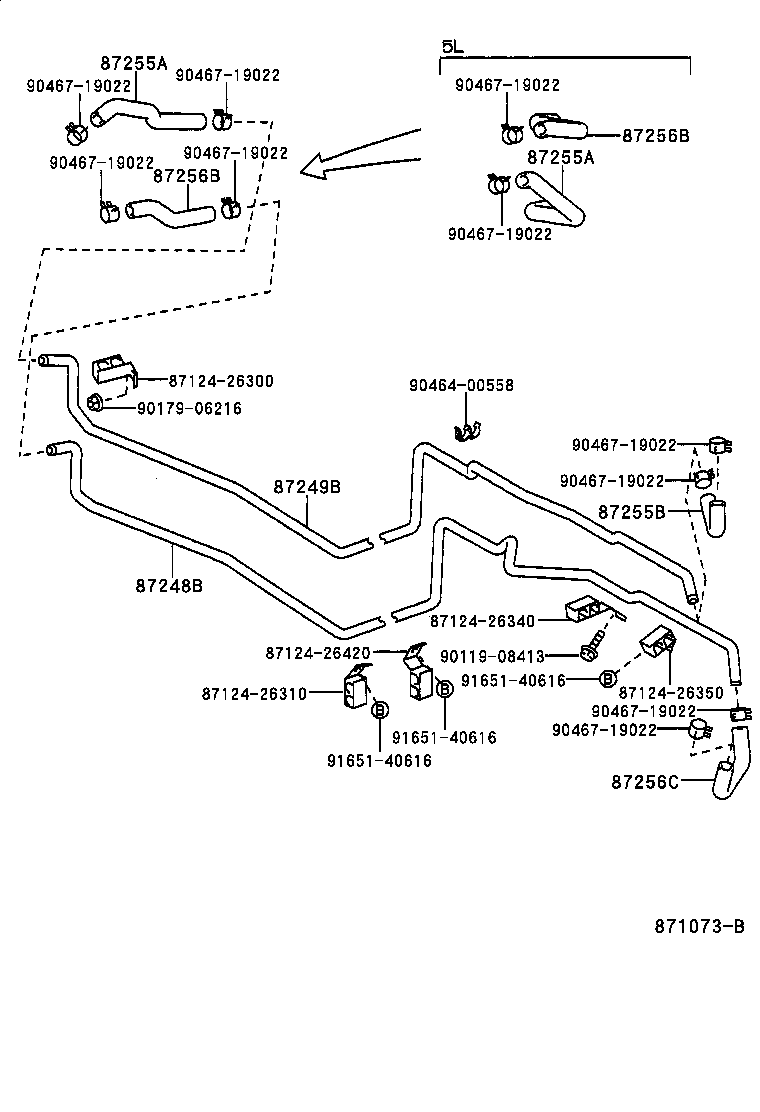 87208-26480 PIPE SUB-ASSY, HEATER WATER, A product image