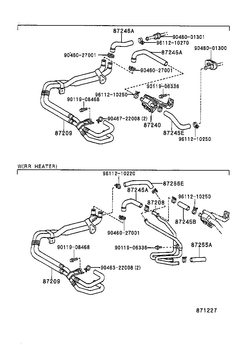 87245-60240 HOSE, REAR HEATER WATER OUTLET, E (TO ENGINE) product image