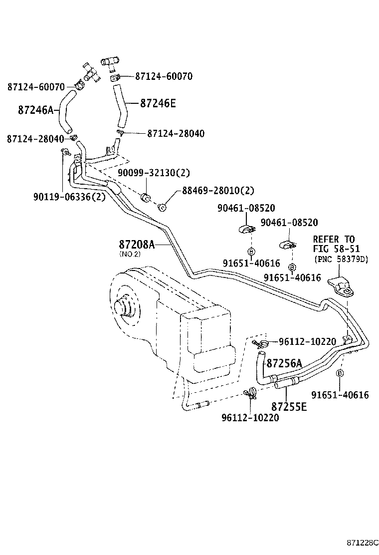87245-60440 HOSE, REAR HEATER WATER OUTLET, E (TO ENGINE) product image